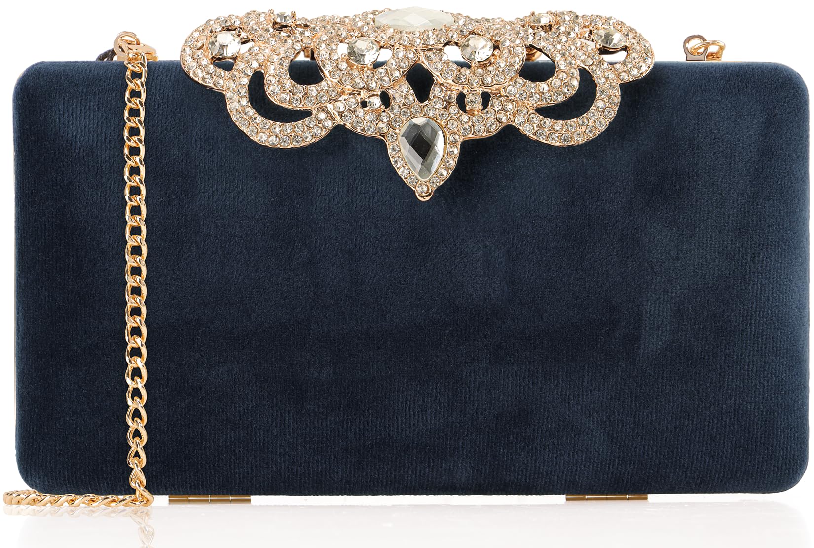 Dexmay Rhinestone Clutch Bag with Crystal Crown Clasp Women Evening Handbag Formal Party Purse