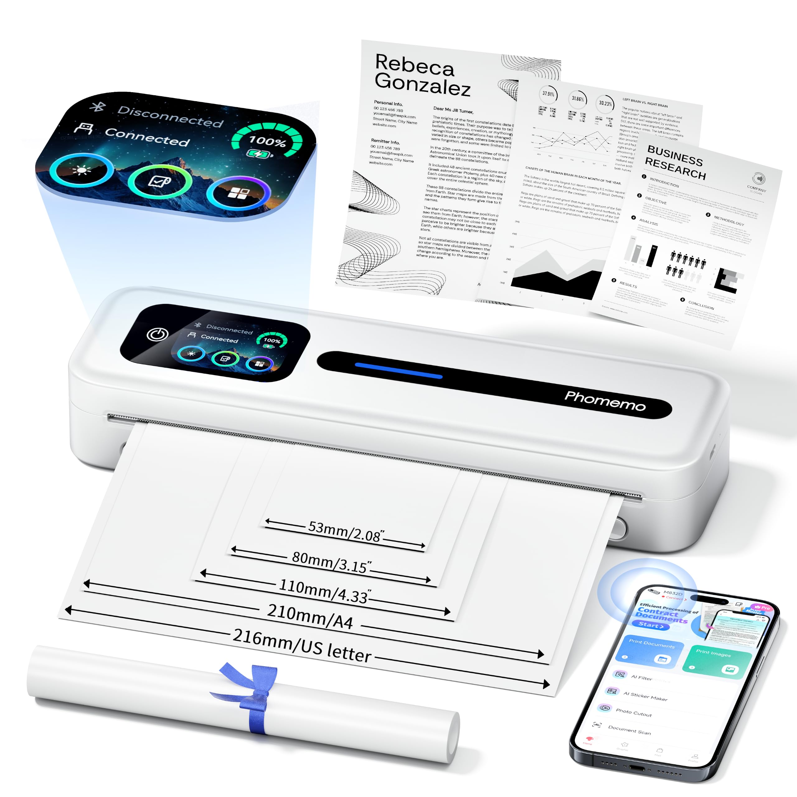 Phoemo プリンター Amazon.com: Phomemo M832D Touchscreen Portable Printer Inkless
