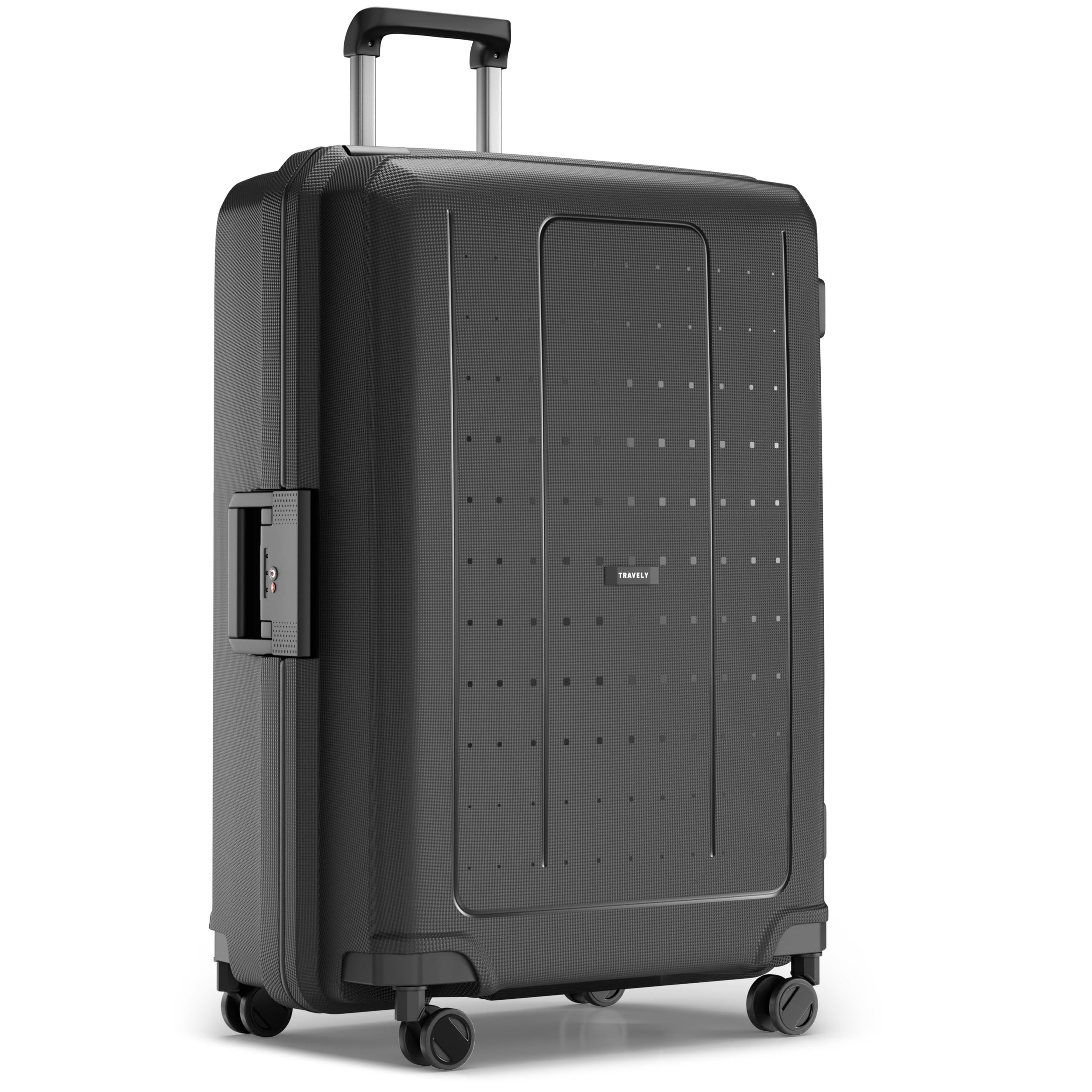Travely Premium PP Koffer Groß 74cm XL - 100L Innenvolumen - 158cm Gurtmaß, sehr robuster Hartschalenkoffer mit sanften Rollen & TSA Schloss, Reisekoffer