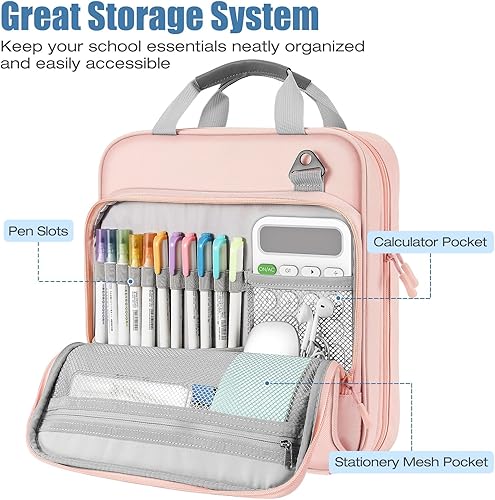 Miniatura 3 de MoKo Carpeta con cremallera, carpeta de 3 anillos de 2 pulgadas con cremallera, capacidad de 500 hojas con asa de correa para el hombro, organizador