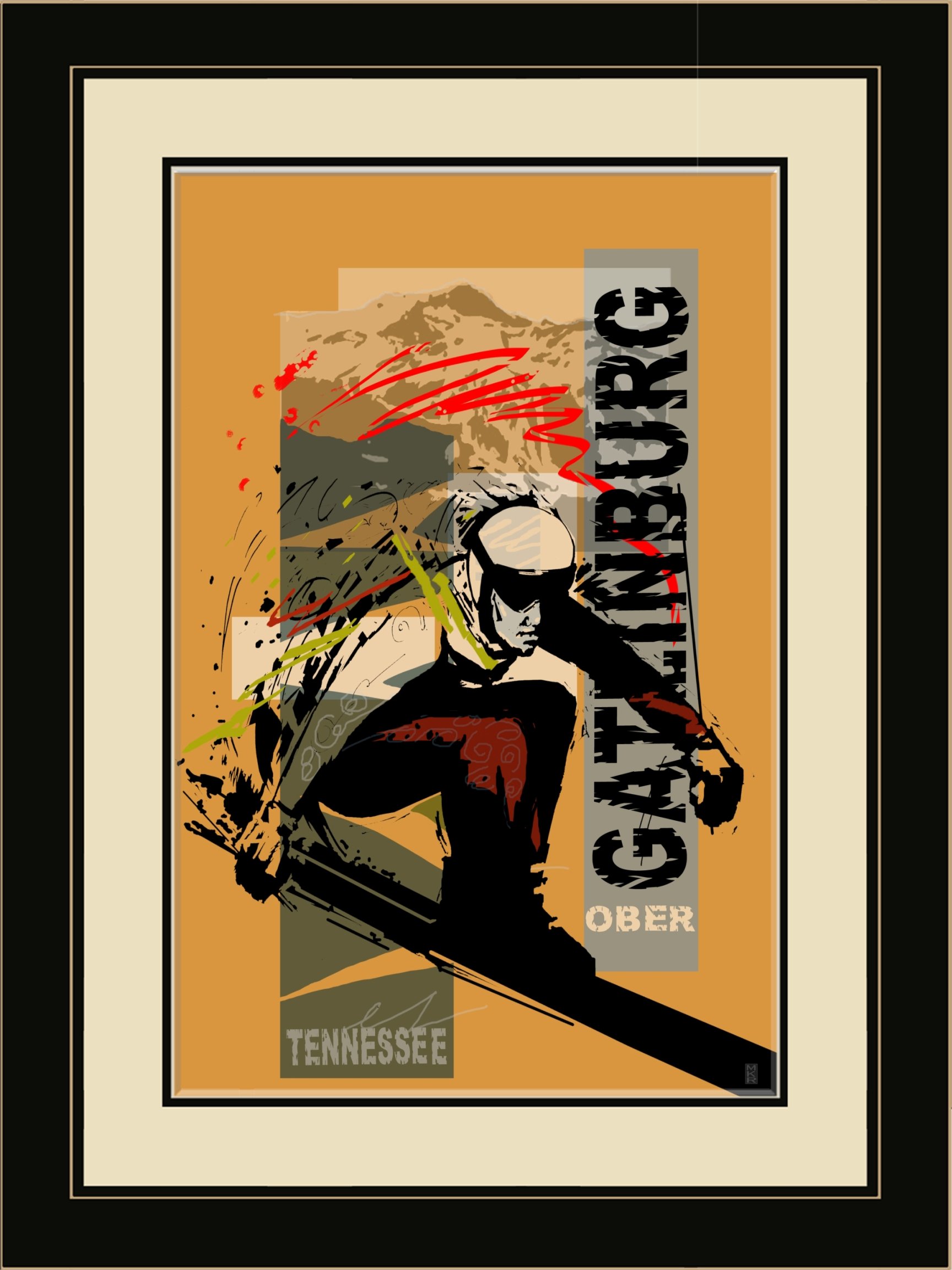 Northwest Art Mall MR-4034 LFGDM Gatlinburg Tennessee Extreme Skier - Stampa incorniciata, 50,8 x 66 cm