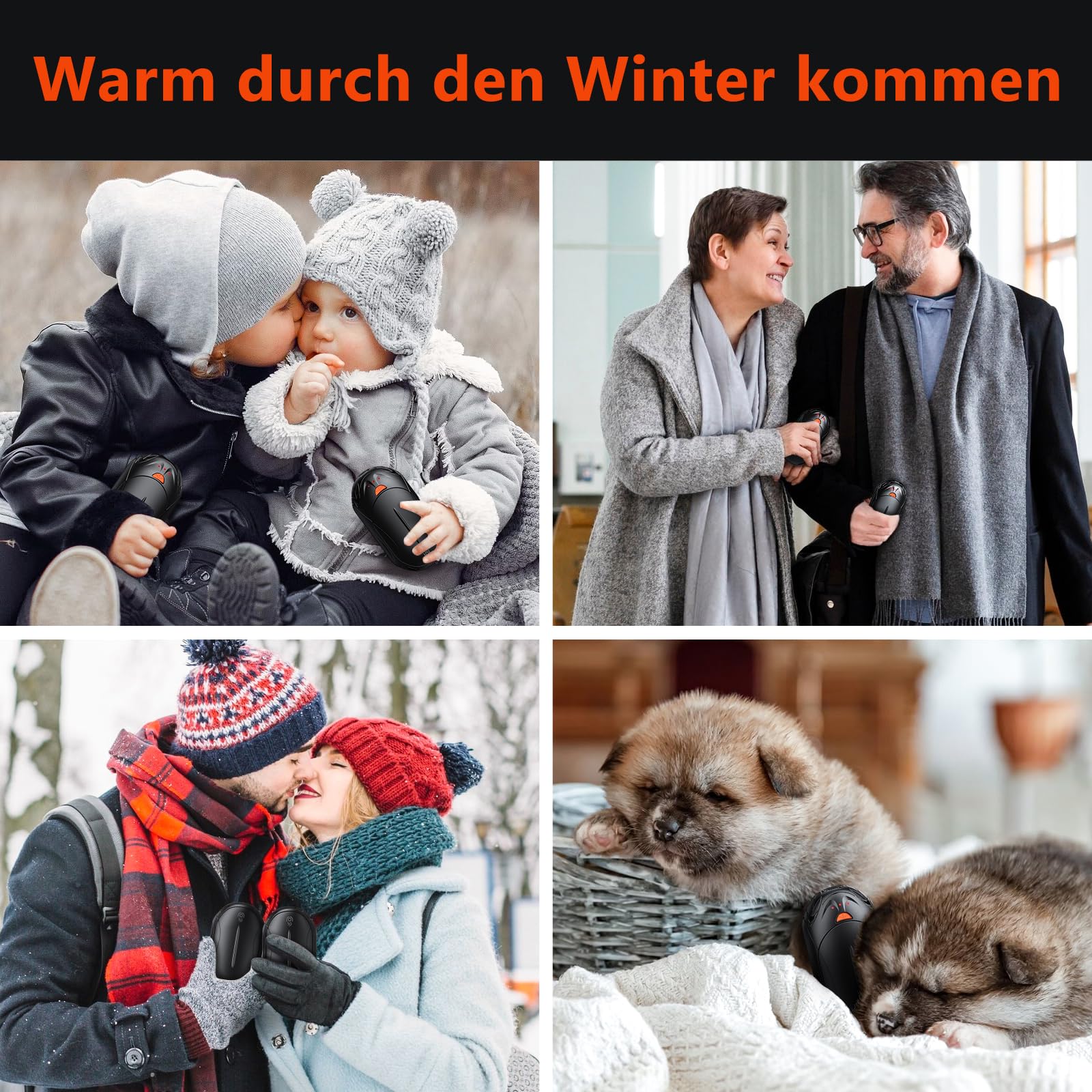 Handwärmer Elektrisch 2er Set, 20 Stunden Akkulaufzeit USB Handwärmer Wiederaufladbar OUTJUT, 6000mAh 3 Heizmodi Schnelles Aufheizen, Outdoor Sport im Winter, Geschenk Weihnachten