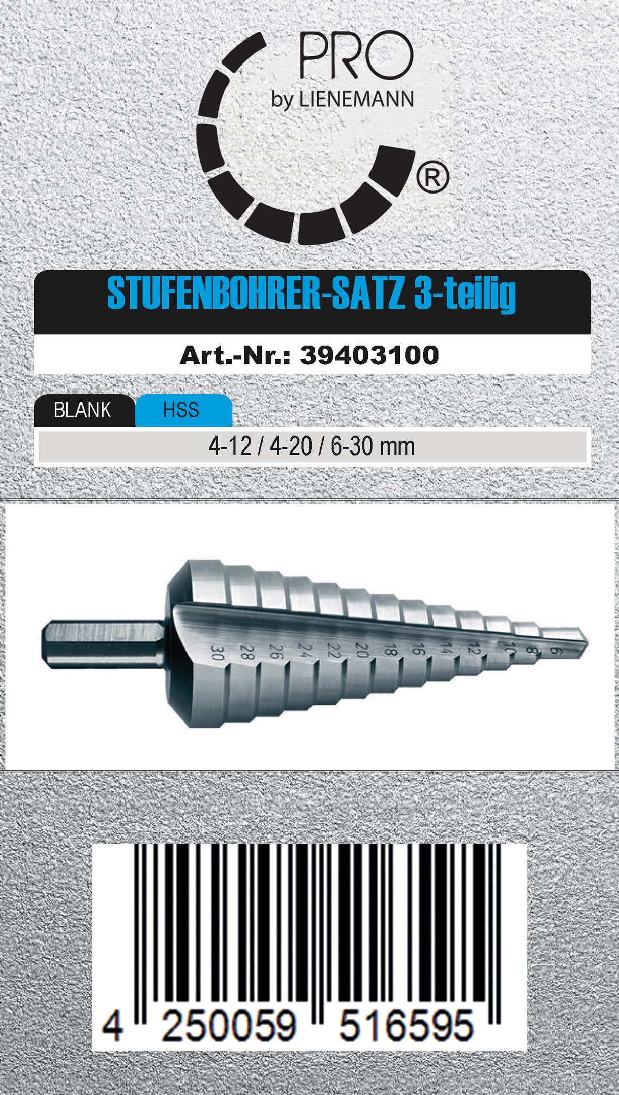 Stufenbohrer HSSG gerade genutet | Stufenbohrer Set in Rose-Kunststoffbox in 4-12mm / 4-20mm / 6-30mm | Stufenbohrersatz Art. Nr. 39403100