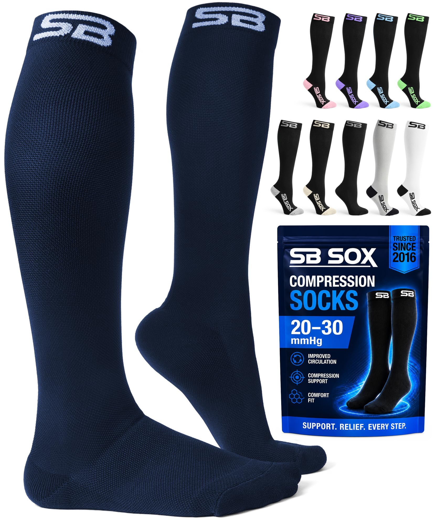 SB SOX Compression Socks for Men &amp; Women (20-30mmHg)