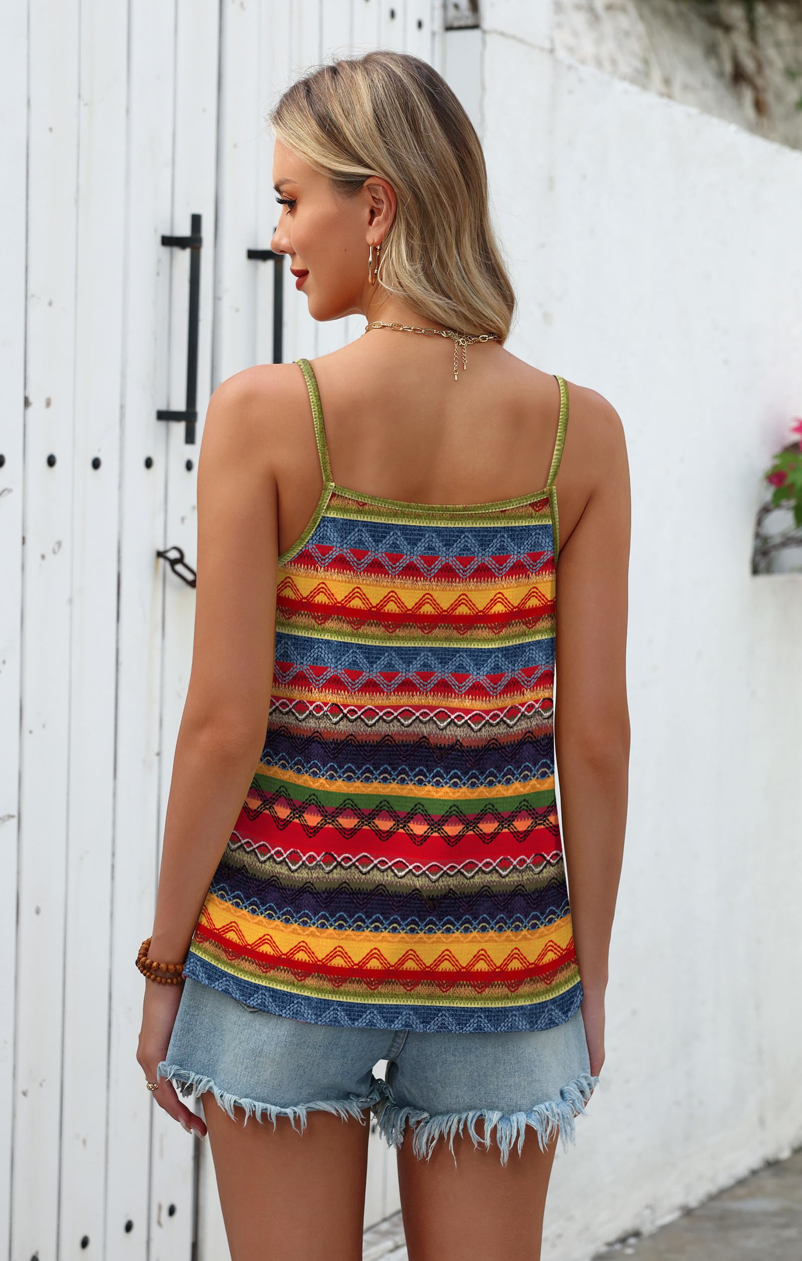 WIHOLL Tank Tops for Women Beaded Spaghetti Strap Cami Flowy Scoop Neck Sleeveless Summer Beach Vacation Spring Clothes — view 4