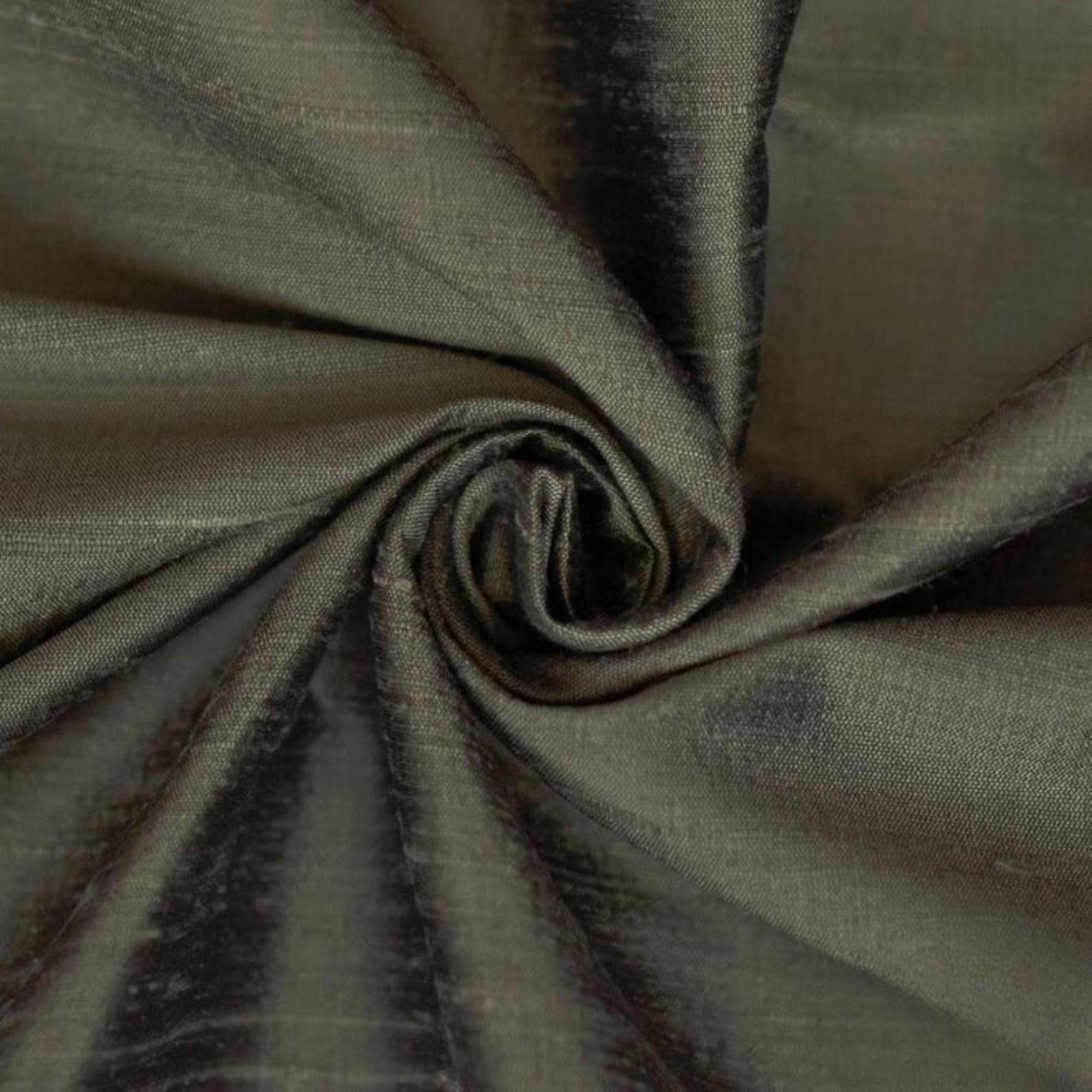 Fabric Mart Direct Taupe Green 100% Pure Silk Dupioni Fabric By The Metre, 4 Continuous Metres 104 cm Width Pure Raw Silk Solid Color Green Wholesale Silk Upholstery Fabric for Curtains Bridal Dress โ image 1