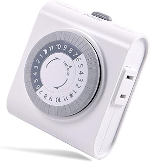 Philips 24-Hour Indoor Plug-in Mechanical Timer, 2 Polarized Outlets, 30-Minute Intervals, Push Pins, Daily Cycle, Override, Ideal for Lamps, Seasonal Lighting, Small Appliances, LED, SPC1237AT/27
