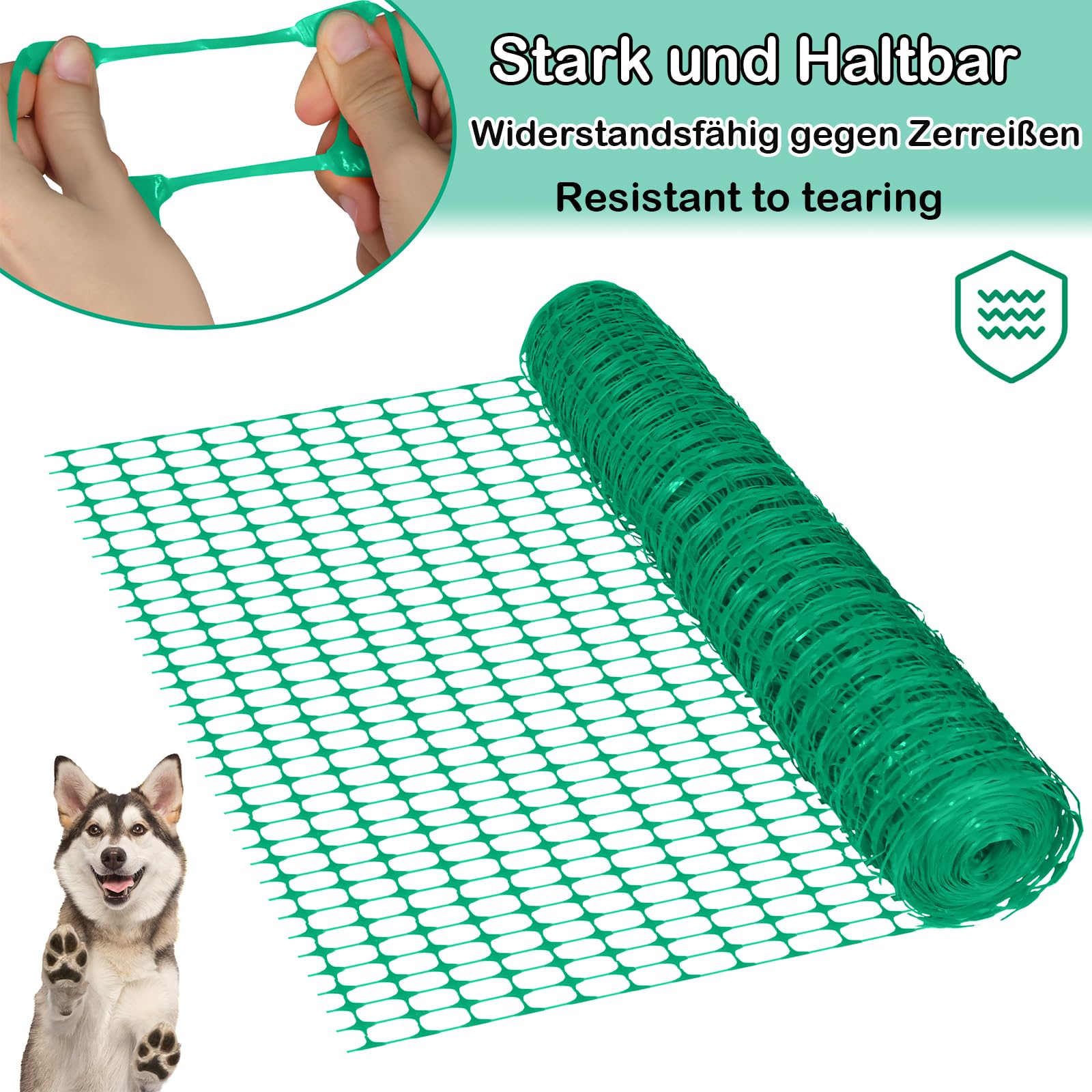 LZQ Red de protección de 30 m x 2 rollos de plástico para construcción, valla de seguridad, valla móvil, valla de aves de corral, color verde