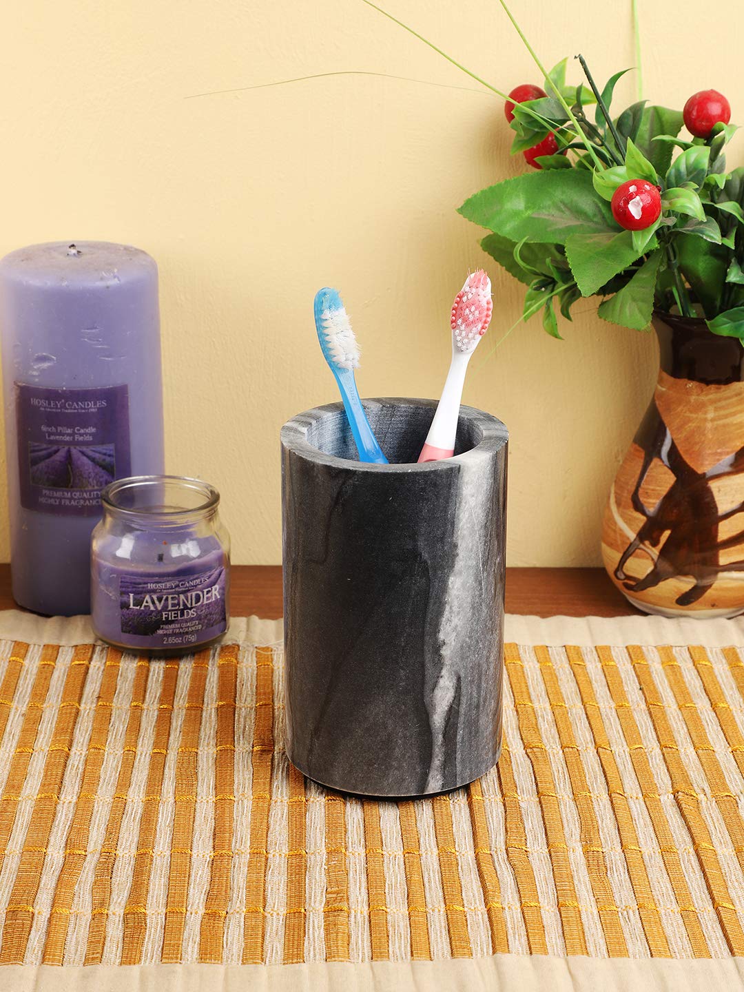 Nikkispride Marble Luxury Black Marble Multipurpose Tumbler β Toothbrush Holder, Cutlery Organizer, Decorative Utility 1