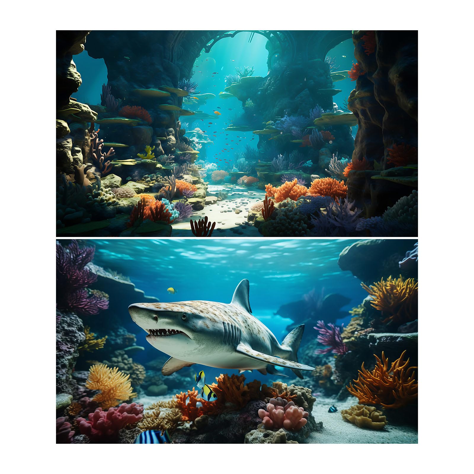 2 Packs Deep Ocean Aquarium Background Under The Sea Marine Life Fish Tank Background Underwater World Coral Reef Rocks Aquarium Backgrounds Tropical Undersea Landscape Fish Tank Backgrounds 36x24in