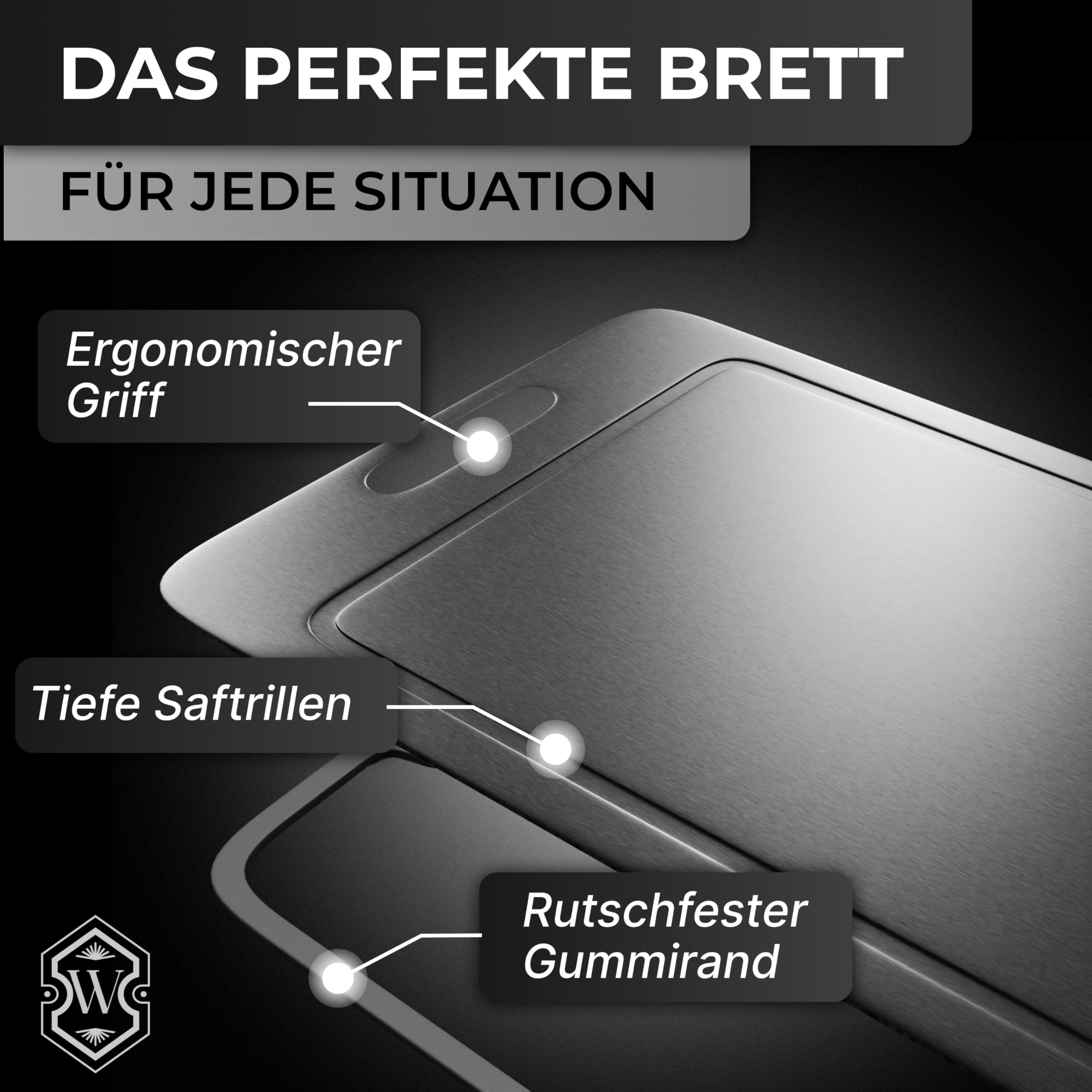 Titan Schneidebrett SET (2 Stück) – 100% Titan, rutschfeste Silikonkante, antibakteriell, kein Mikroplastik - Lebensmittelechte Küchenbretter 36 × 25cm & 29 × 20cm – Langlebig & hygienisch