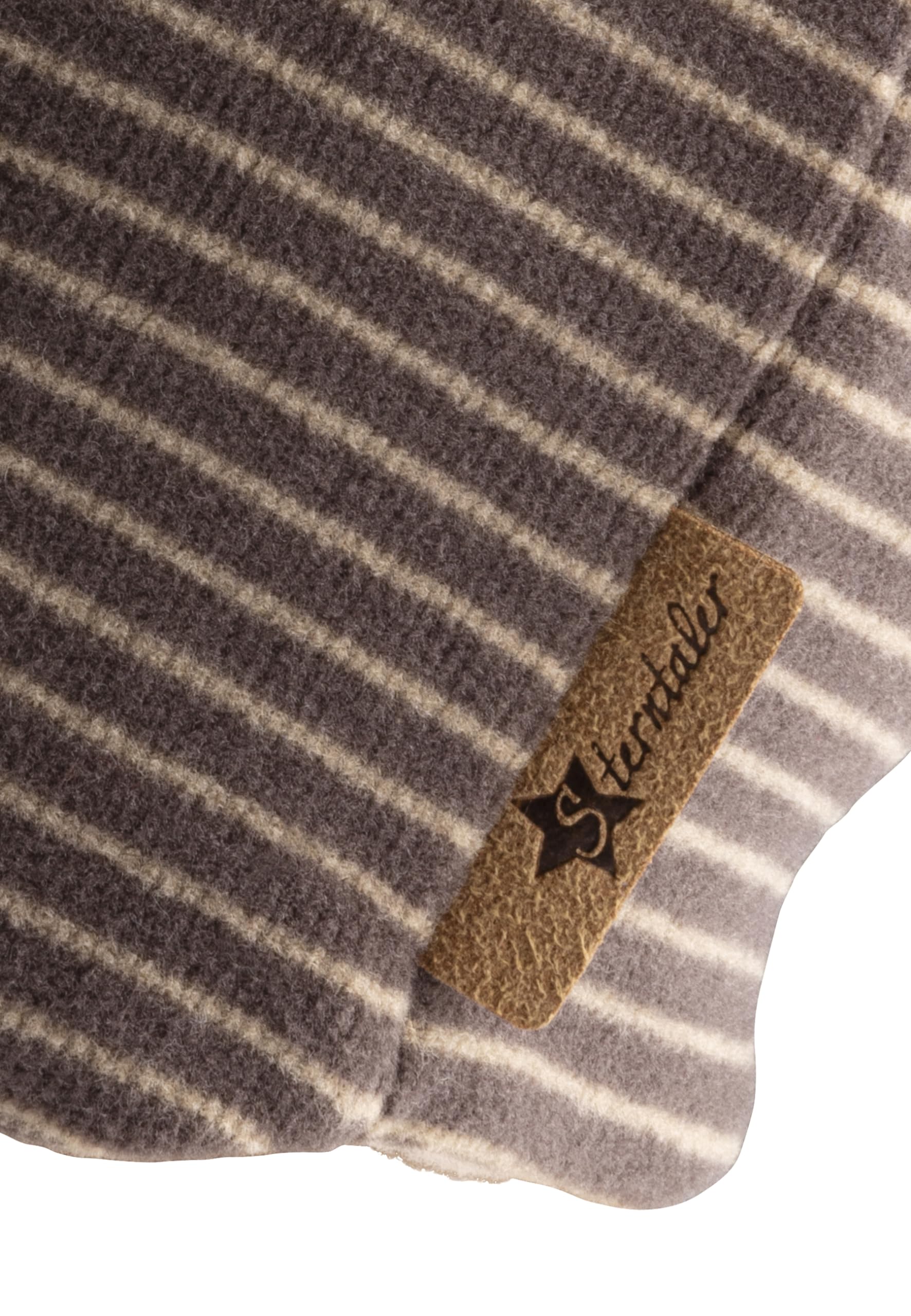 Sterntaler Beanie gestreift aus Microfleece - Baby und Kinder Mütze mit angeschnittenen Ohrenklappen und Bindeband