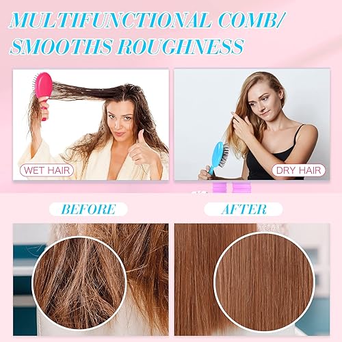 Miniatura 4 de 100 mini cepillos de cabello húmedo a granel, cepillo desenredante de viaje con cerdas suaves, cepillo de cabello seco y húmedo para niños, cepillo