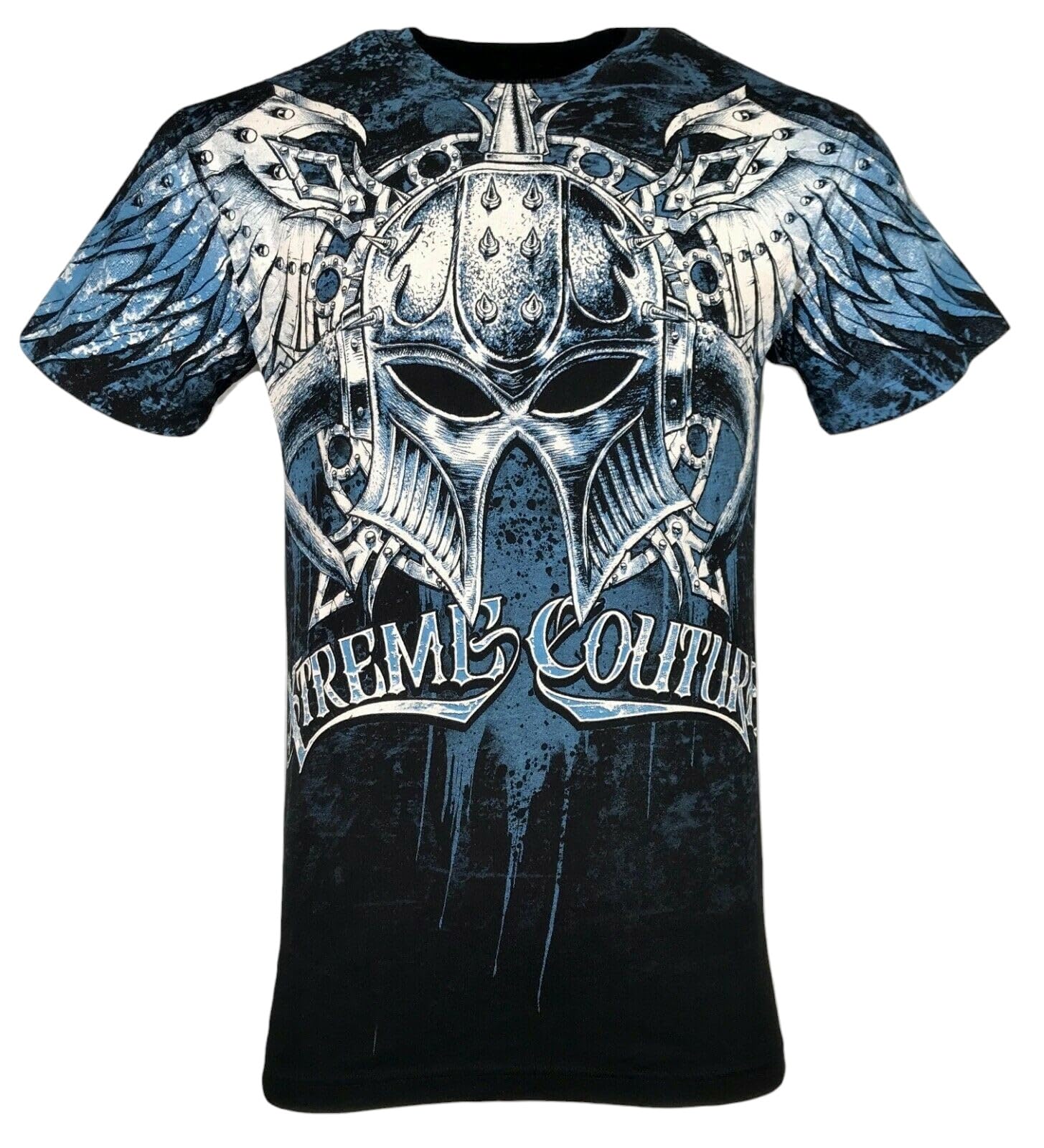 by Affliction Men's T-Shirt Dealer, Warrior Helmet Design, Blue and Black