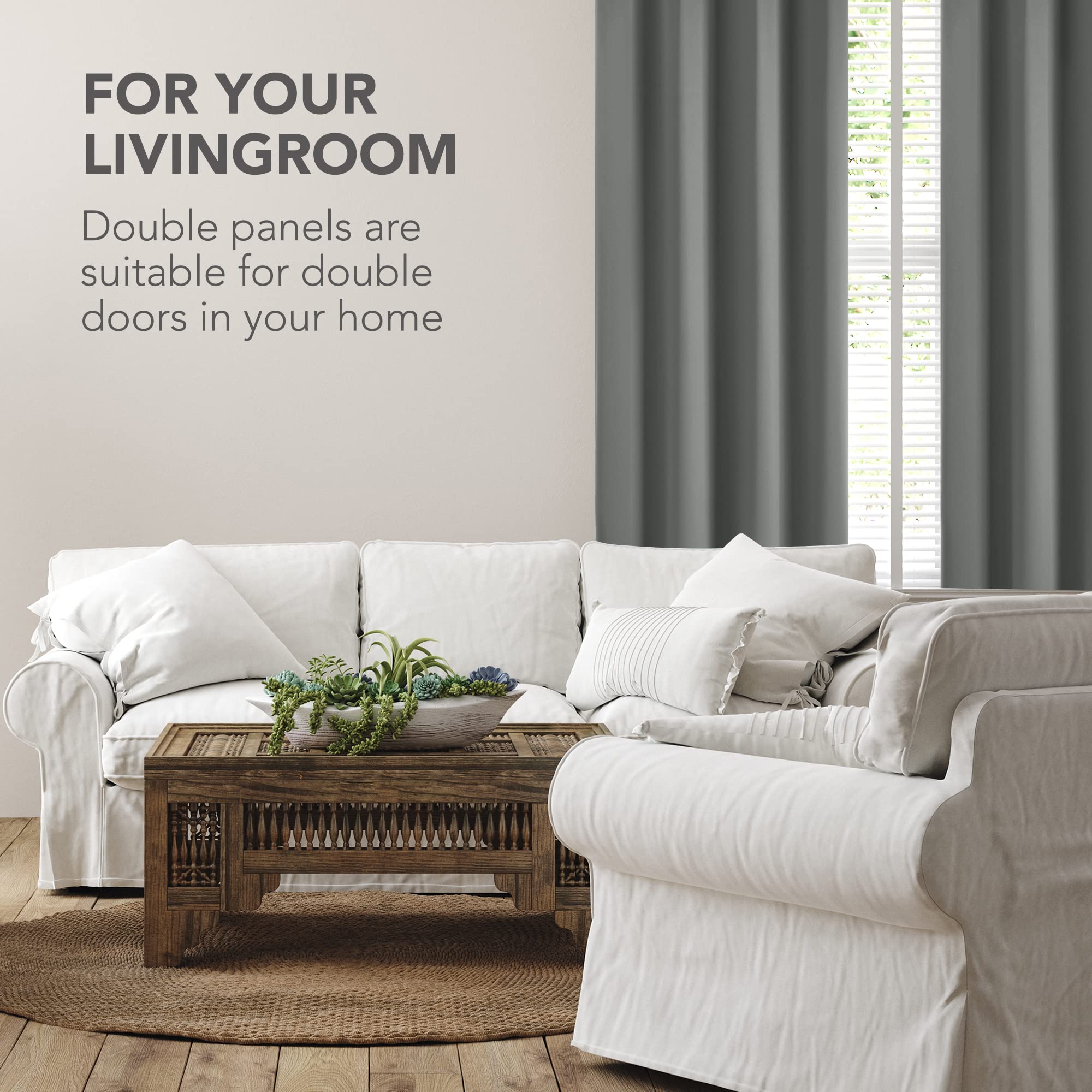 Deconovo Tenda Oscurante per Interni Cameretta Bambini 240 CM Altezza, Termica Isolante con Anelli per Finestre Moderne 1 Pannello, 140x240 CM, Grigio Scuro