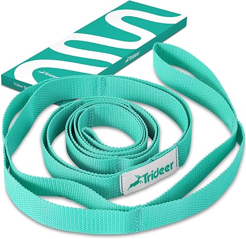 Trideer Correa elástica de yoga para terapia física, 10 bucles no elásticos para estiramiento, pilates, ejercicio y baile, banda elástica con