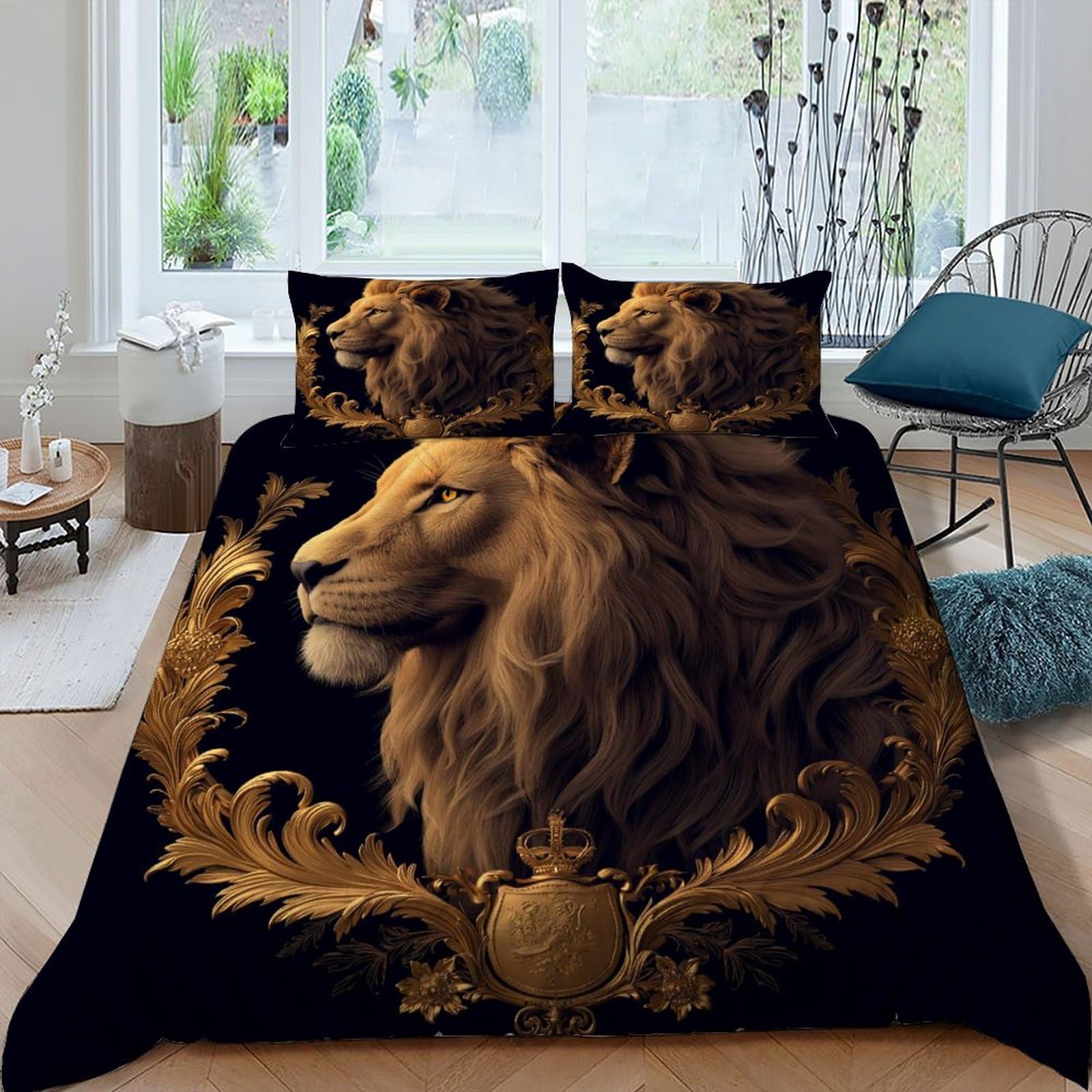 Housse de couette loup 135x200 avec taies d'oreiller lit simple