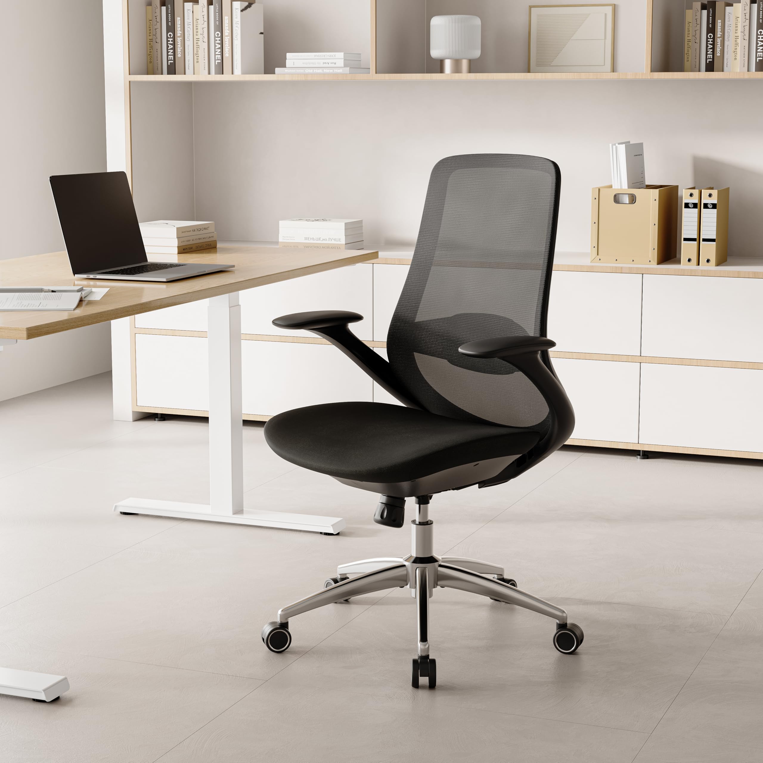 BERYTH Office Chair Ergonomic Desk Chair Swivel Chair Adjustable Armrests Lumbar Support Gas Lift Office Chairs 68.5 cm Large Seat