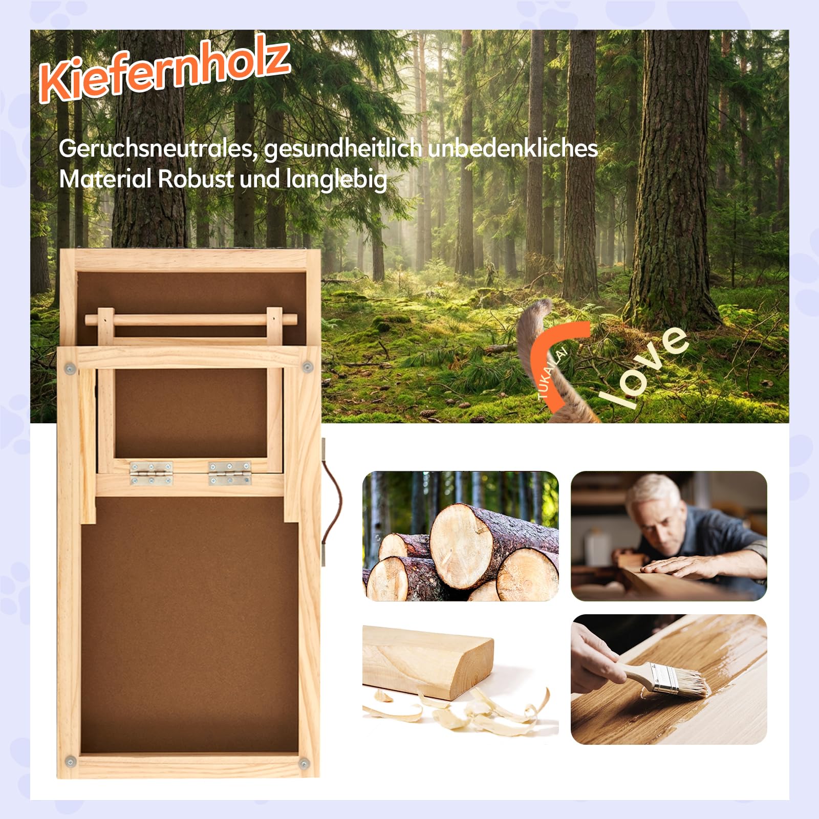 Tukailai Hunderampe aus Holz 70cm Lang Hundetreppe für Bett Sofa Auto Klappbare 2 Höhenverstellbar Haustierrampe mit Rutschfestem Teppich und Querstangen,40kg Tragfähigkeit für kleine Hunde Rampe
