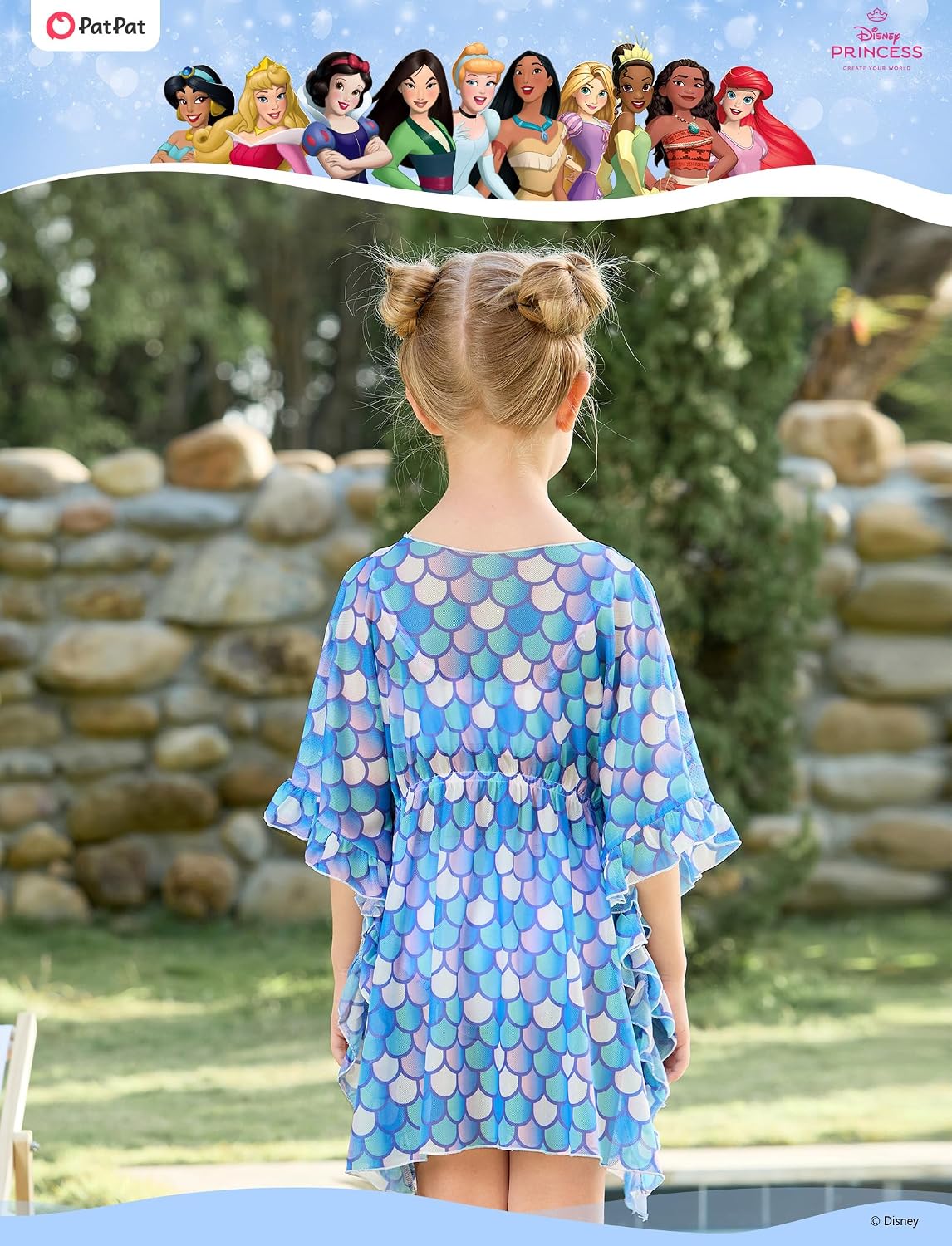 Disney Princess Frozen Stitch Minnie Mouse Toddler Girls Swim Cover Up for Swimwear Swimsuit Elastic Bathing suit 4-7 Year