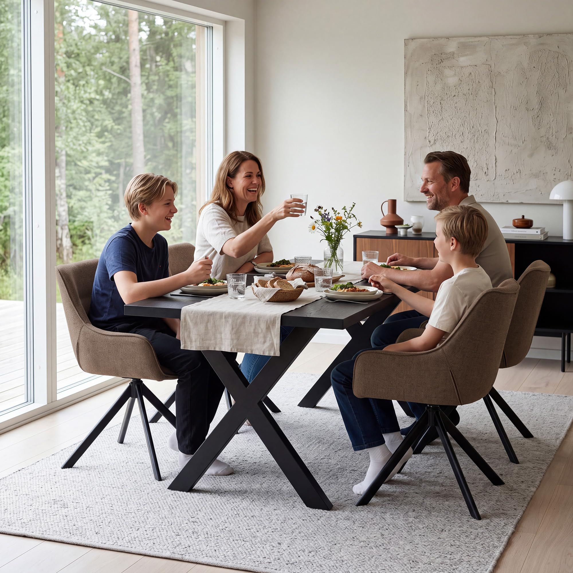 Juego de mesa de comedor de 5 piezas, 160 x 80 cm, con 4 sillas