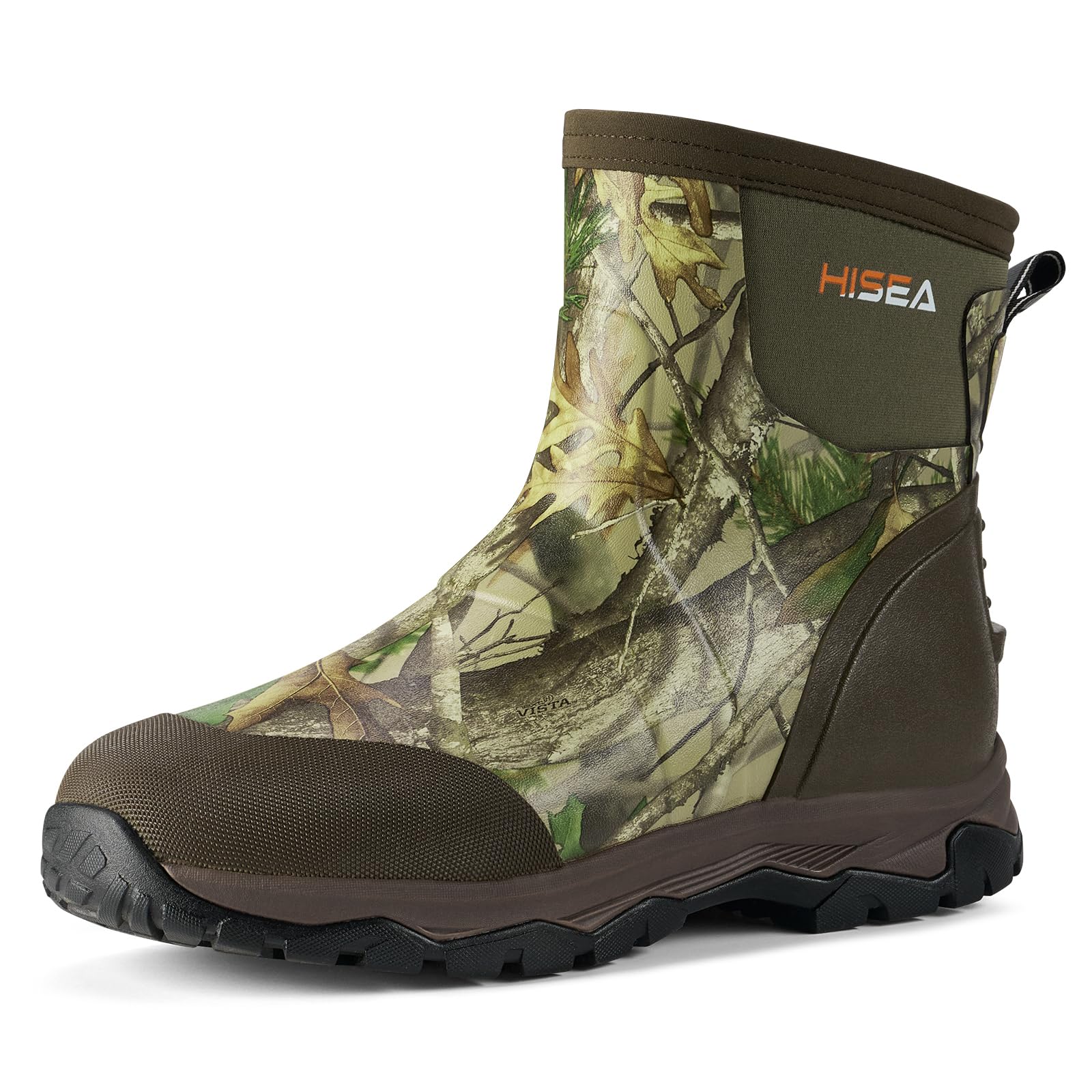 HISEA Upgraded Excursion Pro Men's Rain Boots, Ankle Height Rubber Hunting Boots Waterproof Insulated Neoprene Boots Durable Outdoor Mud Booties for Hunting Gardening Farming Fishing and Yard Work