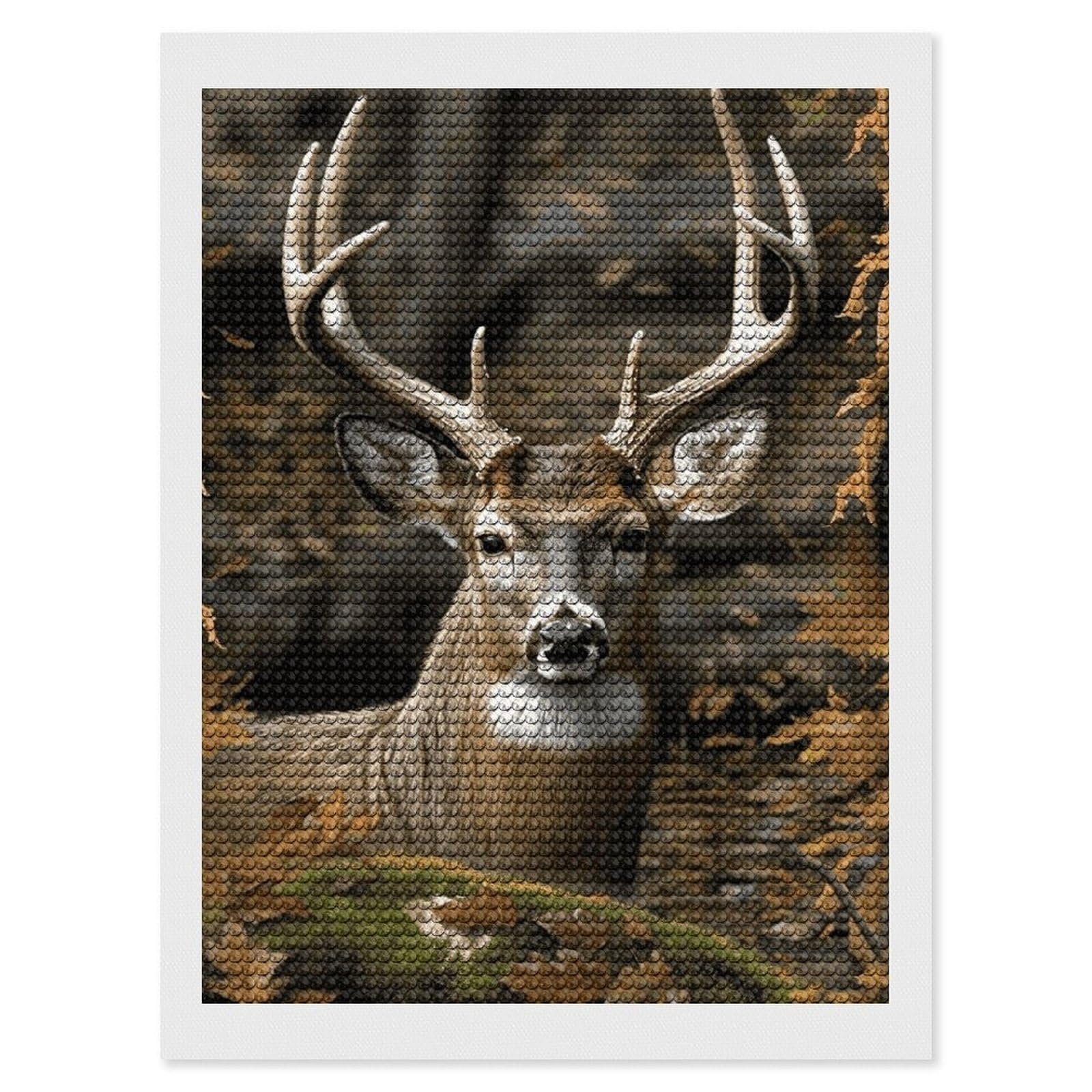 DWVTSLH Camouflage Deer Diamond Painting Kits for Adults, Personalized Diamond Photo Art Full Drill, DIY 5D Diamond Art Painting Kits for Beginners, Home Wall Decor 12"x16"