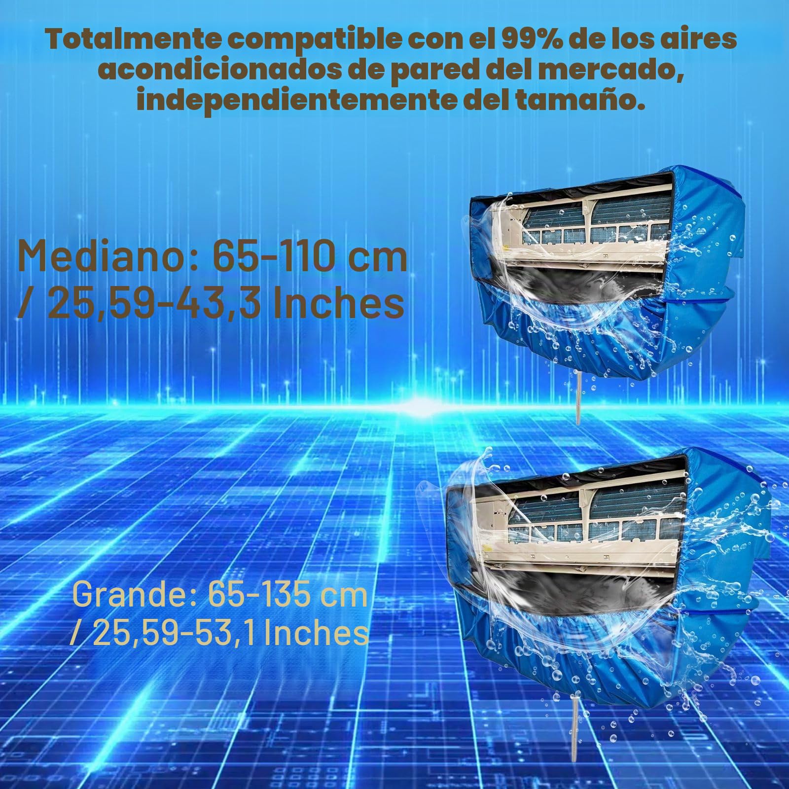 Kit Limpieza Aire Acondicionado Bolsa Split (Paneles Laterales Mejorados),Espacio Extra Bolsa De Limpieza para Aire Acondicionado(Azul Oscuro, Grande, 18 Unidades)