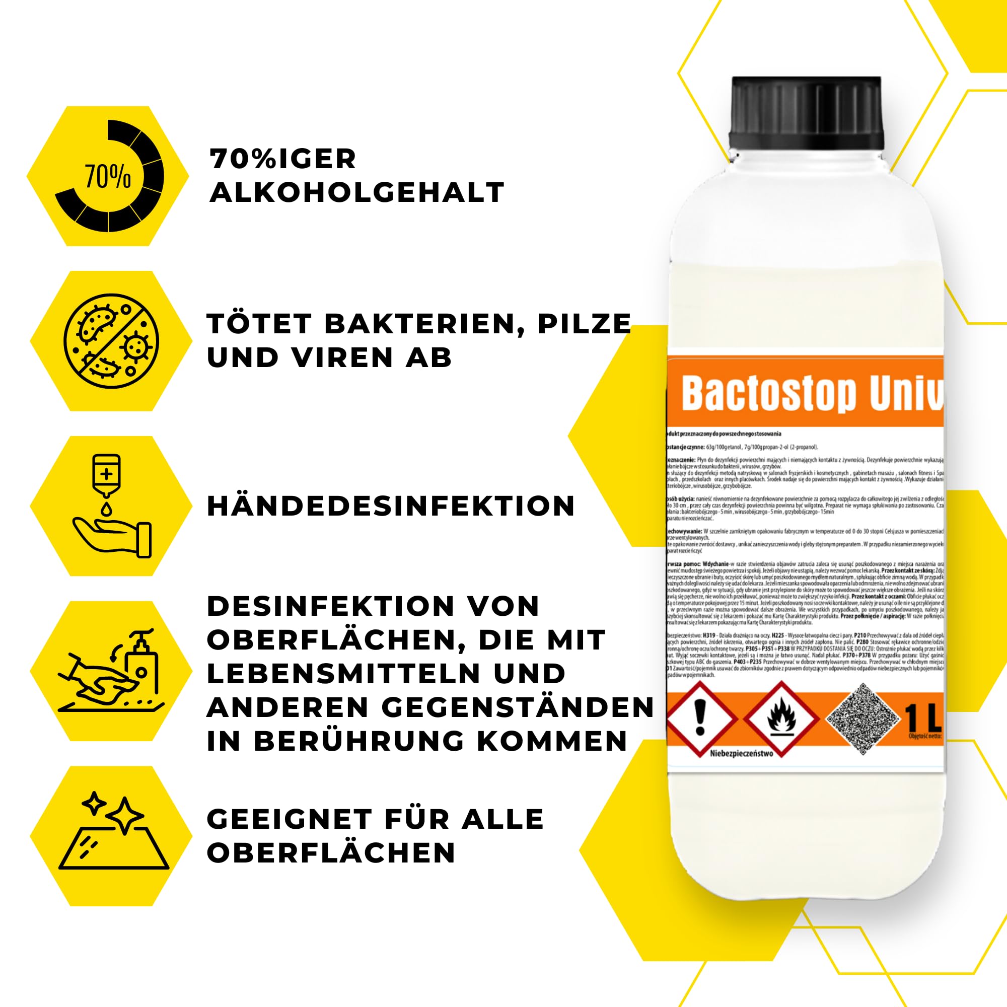 18 Reinigungsmittel 1L 1 Liter Händewaschen Multi - Oberflächenwaschen Sportgeräte Fitnessgeräte Friseursalon, gegen verschiedene Verschmutzungen und Verschmutzungen