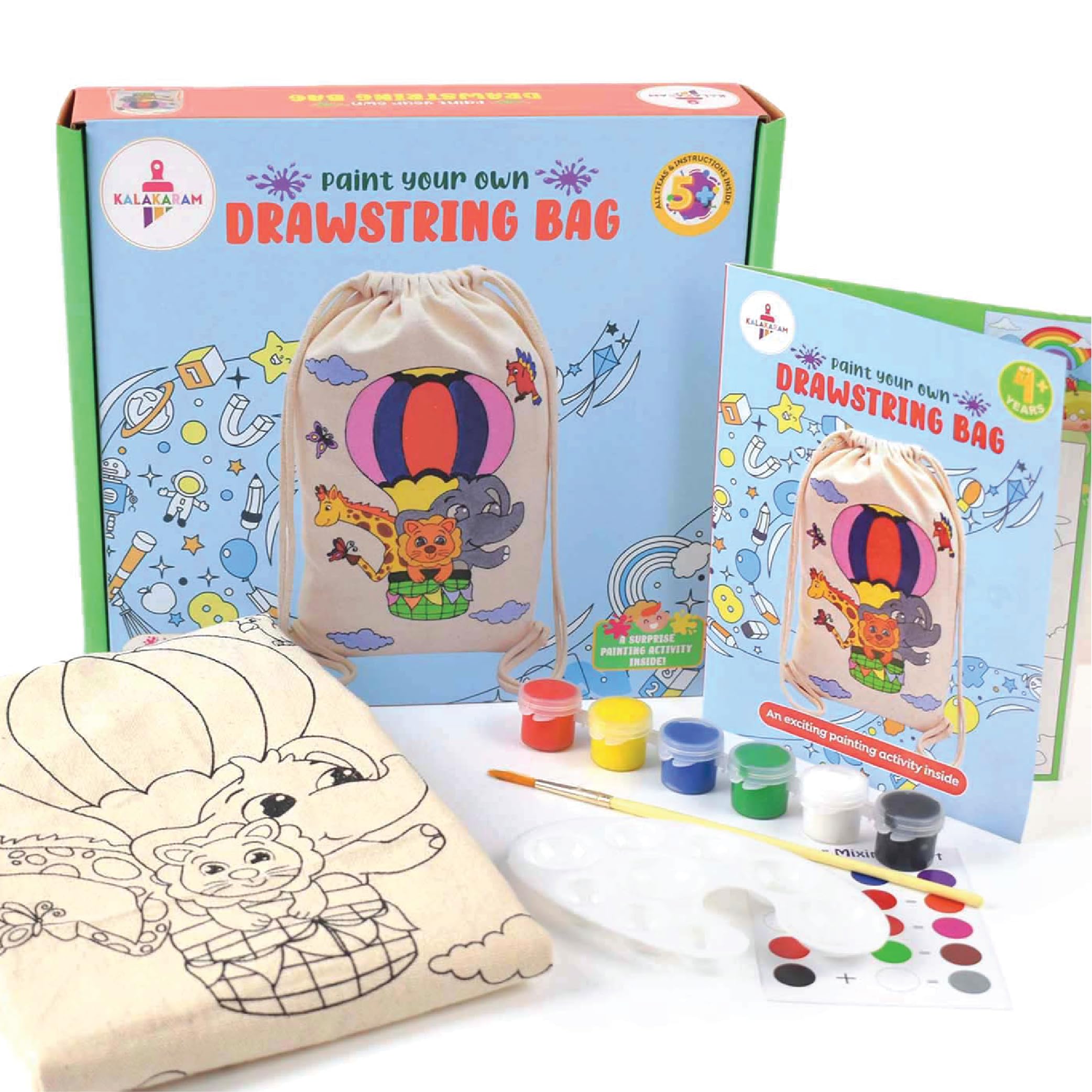 Kalakaram DIY Drawstring Bag Painting Kit, Animal Theme Painting Kit, Pre-Printed Canvas Drawstring Bag, DIY Painting Kit for Kids, Activity Kit for Kids (B0B39FJ927) Amazon Price History, Amazon Price Tracker