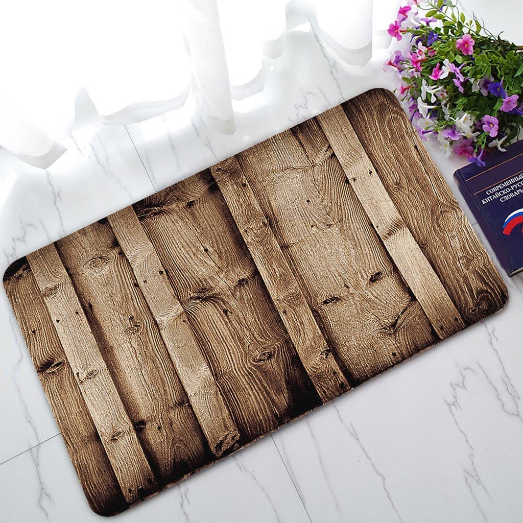 GOSNF Custom Vintage Rustic Knotty Old Barn Wood Non-Slip Door Mats Indoor Bathroom Kitchen Decor Rug Mat Welcome Doormat 30 x 18 Inches