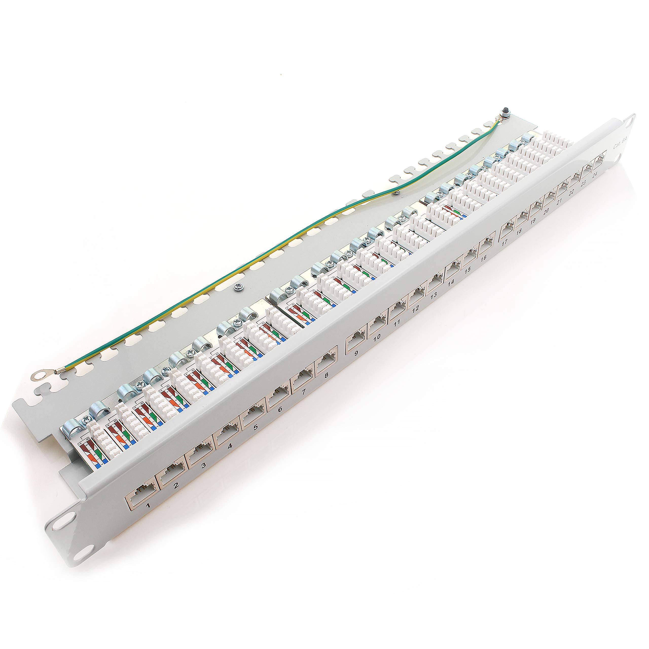 1aTTack.de Patch Panel CAT5 CAT6 CAT7 - Toma de red RJ45 Keystone (carcasa de metal CAT6a 24 puertos), color blanco