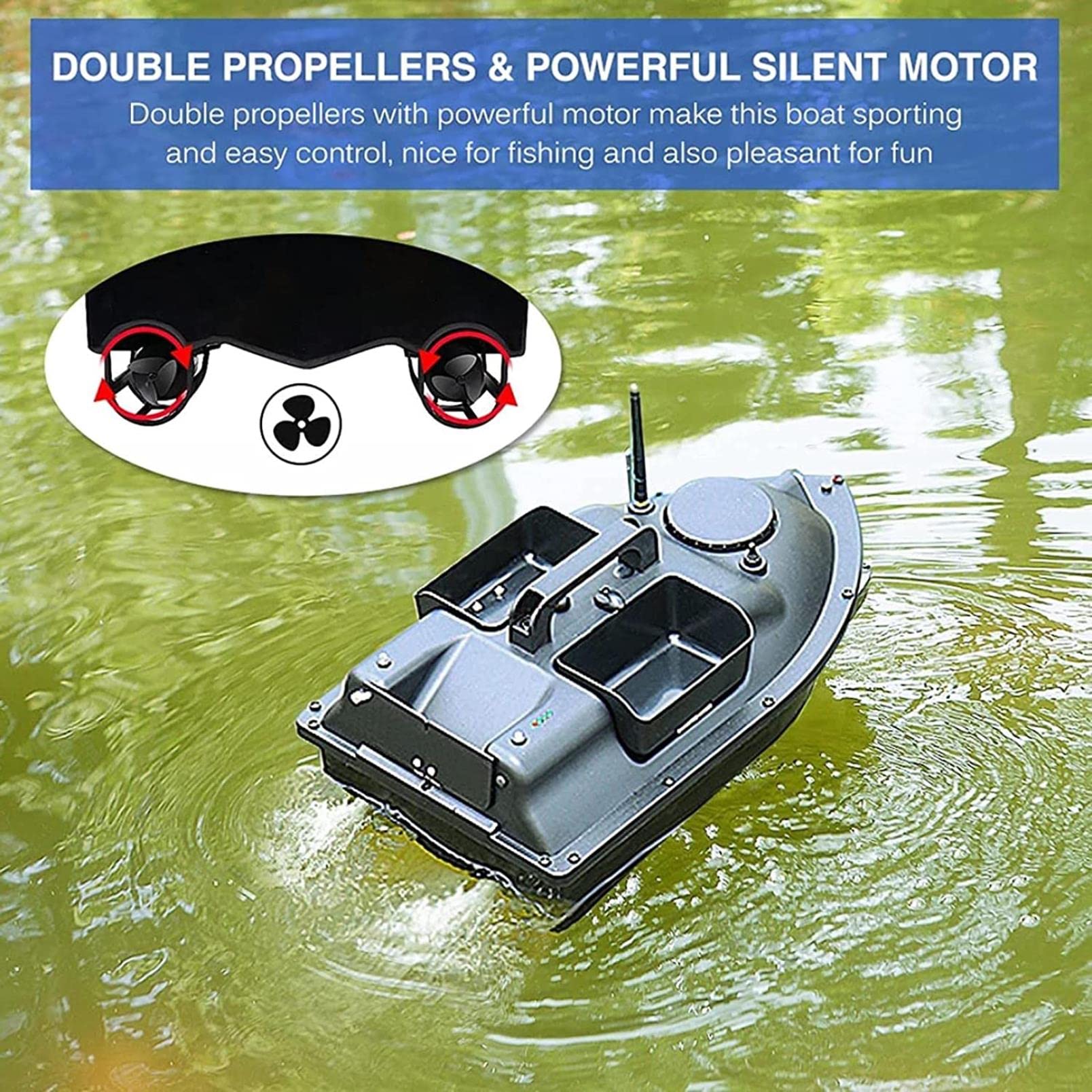 RC-Boot Łódź karmowa z GPS i wyszukiwarką wędkarska łódź wędkarska dla karpia z 3 ochraniaczami na przynętę katapulty i podwójnym silnikiem 500 m zdalne sterowanie radiowe oznaczanie 16 miejsc
