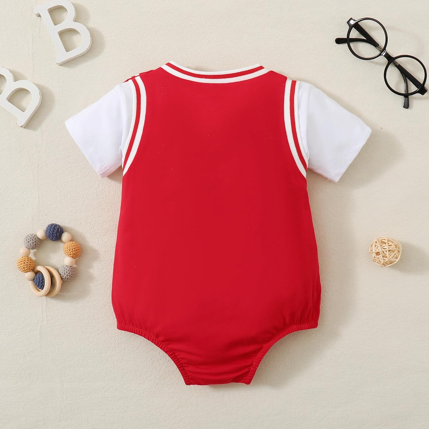 Chichoo Newborn Baby Boy Basketball Bodysuits, Sport Jersey for Toddler Boys, Baby Basketball Clothes Outfits 0-3 Months Red image 6 of 7 B0CTMMMCXQ