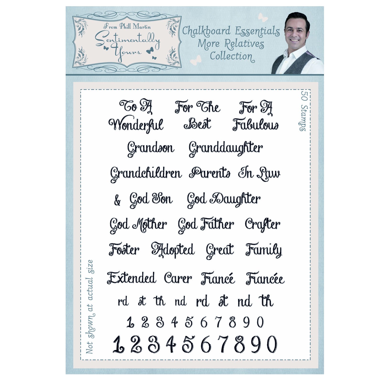 Sentimentally Yours by Phill Martin A5 Chalkboard Essentials More Relatives Collection Clear Stamp Set, Polymer, 10 x 15 x 0.8 cm
