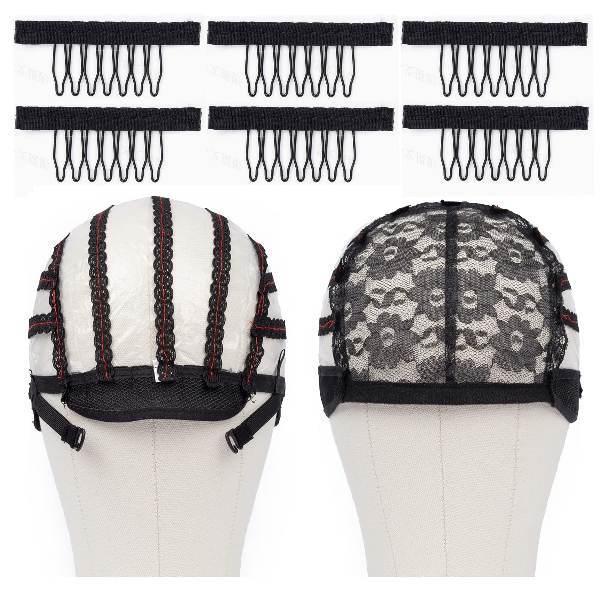 Excefore2 pcs/lot Wig Caps for Making Wigs with Elastic Band on the Back Easy Weaving Ventilated Wig Caps with Plastic