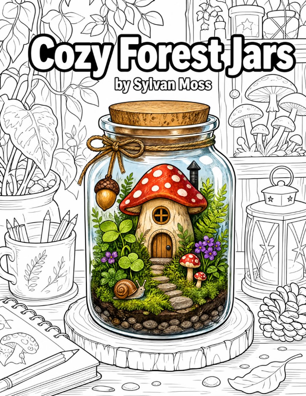 Cozy Forest Jars Coloring Book for Adults: Tiny Woodland Worlds, Terrarium Scenes and Nature Illustrations to Color