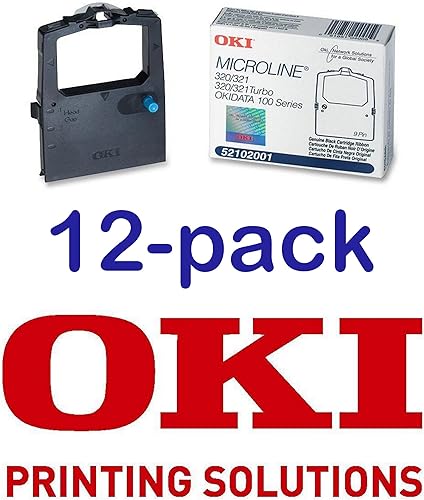 Paquete económico de 12 cintas de nailon negro Okidata para impresoras Microline 320/321 de 5/6 pulgadas x 2 yardas
