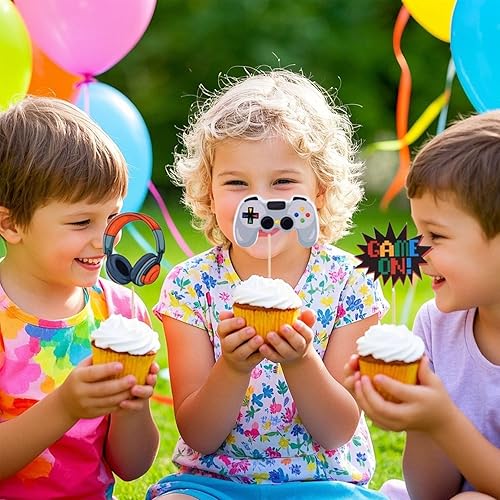 Miniatura 5 de 12 adornos para cupcakes de videojuegos, decoración de pastel de feliz cumpleaños para fiestas temáticas de juegos o suministros de fiesta de