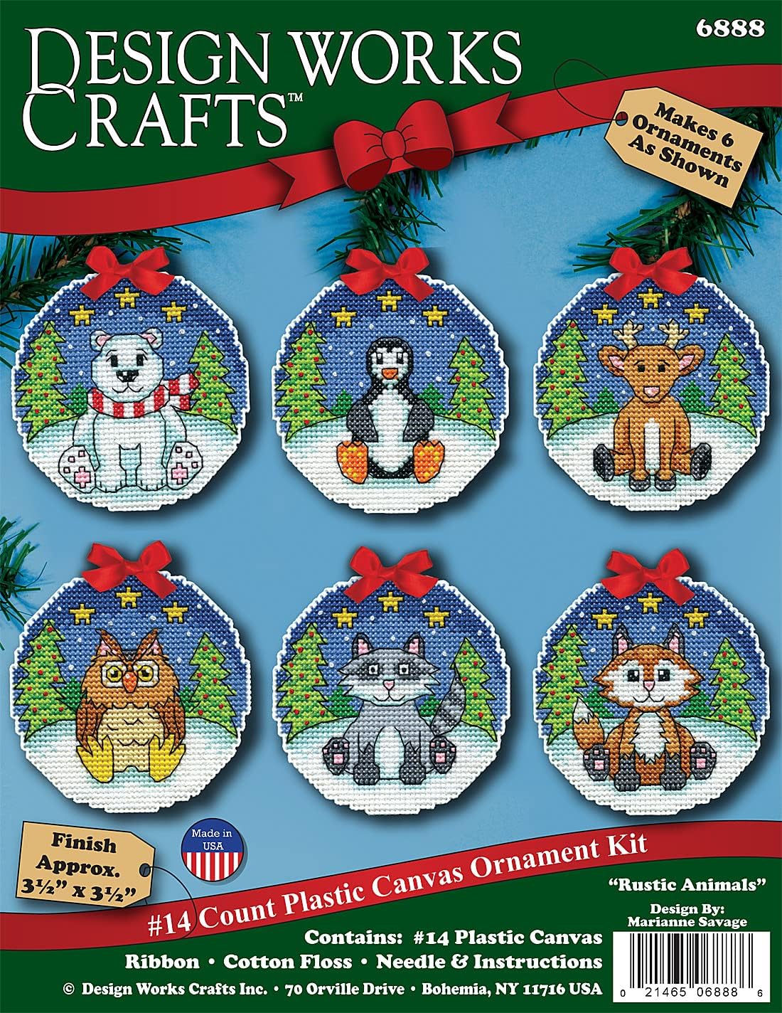 Design Works Crafts Rustic Animals Counted Cross Stitch Ornament Kit - Set of 6
