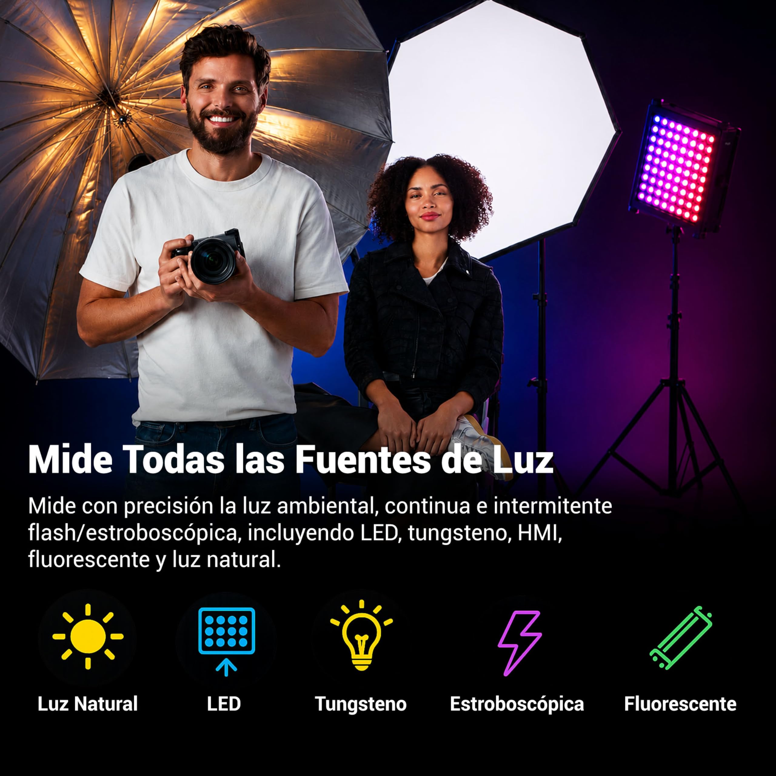 Datacolor LightColor Meter - Medidor de Luz y Color con Bluetooth para Foto, Video y Cine - Datos en Tiempo Real - Compacto y Resistente