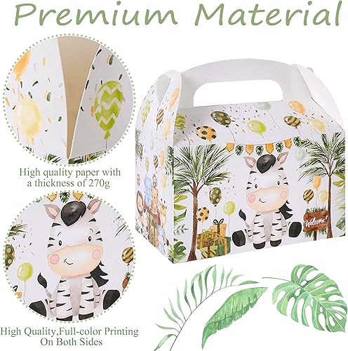 Miniatura 4 de 24 cajas de regalo de fiesta de animales de la selva, suministros de fiesta de safari, cajas de regalo con temática de animales de acuarela para