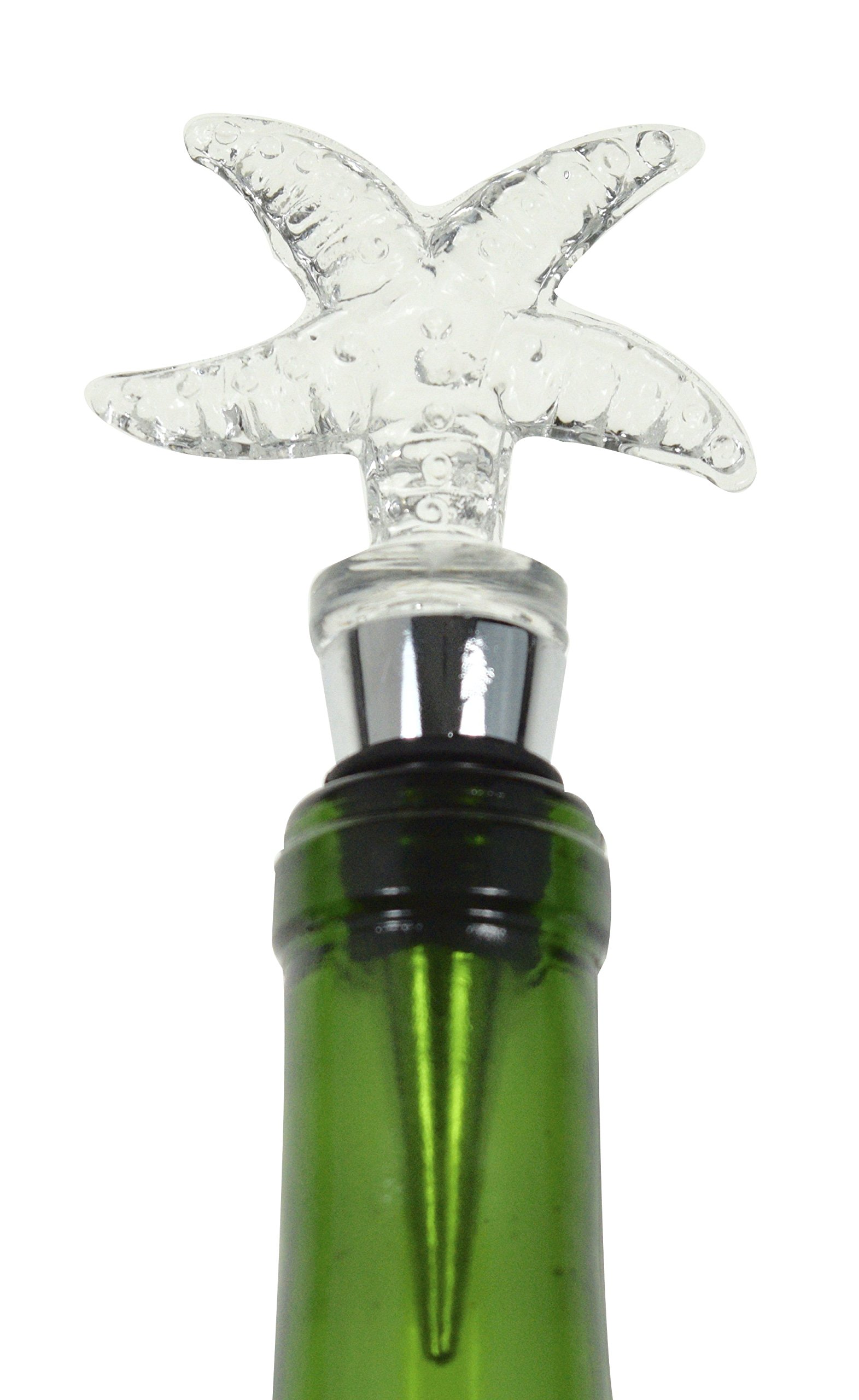 Glass Starfish Wine Stopper - Wine Bottle Stopper, Decorative, Unique, Eye-Catching Glass Wine Stoppers – Starfish Gifts, Beach/Nautical Décor, Wine Accessories Gift for Hostess - Wine Corker / Sealer