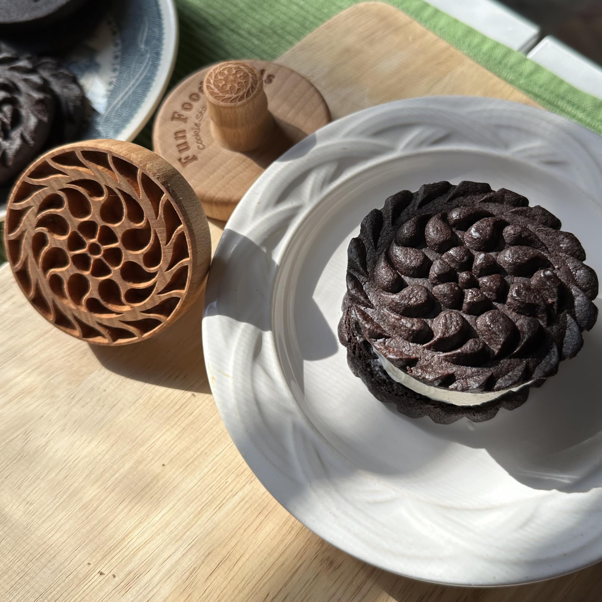 Sello de madera para galletas, 6,3 cm (espiral floral CS-043)