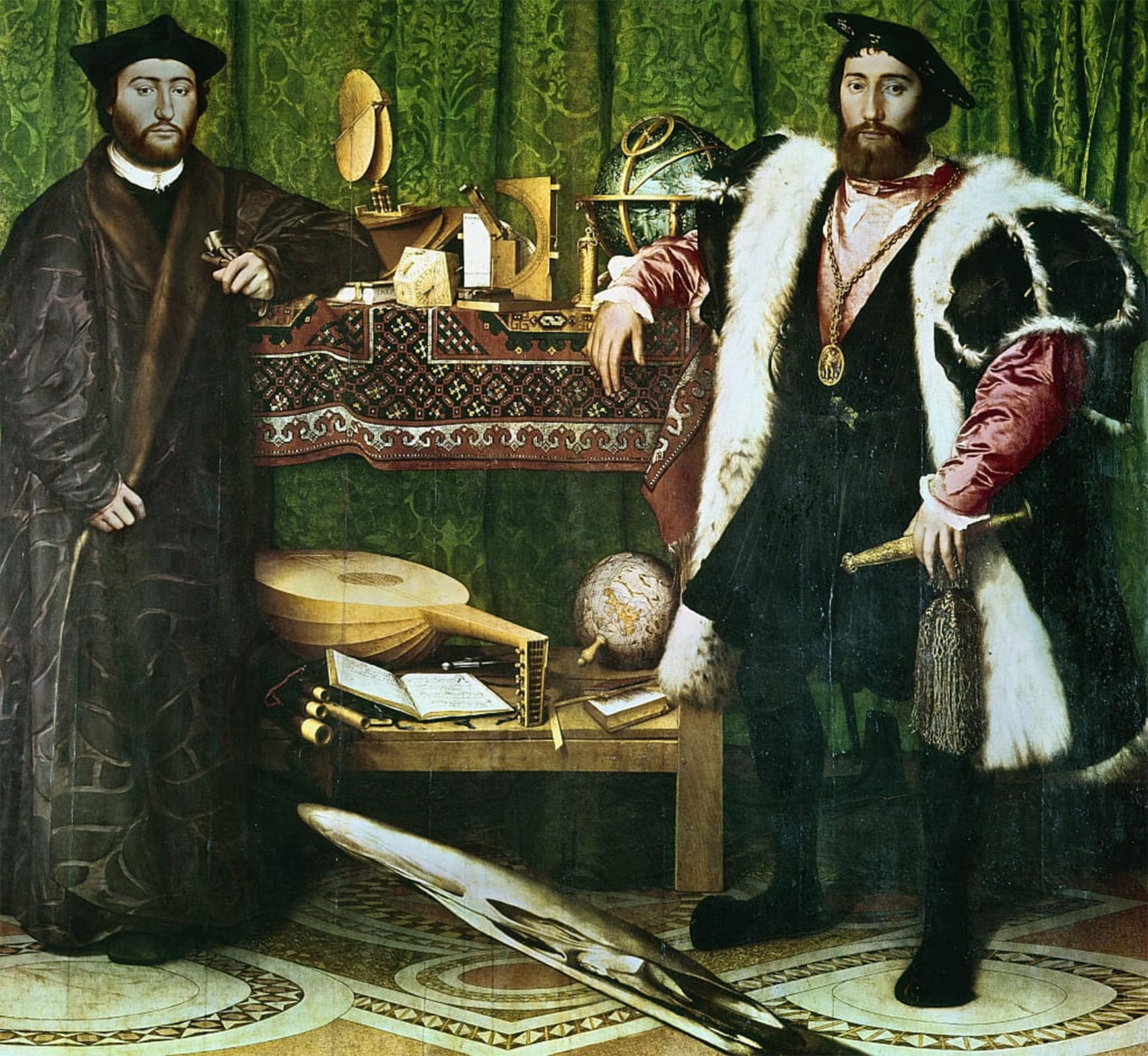 SERENDIPITP Retro Picture Poster Wall Art Pictures Painting the Ambassadors by Hans Holbein the Younger Wall Art Canvas Print for Wall Decor 60x90cm