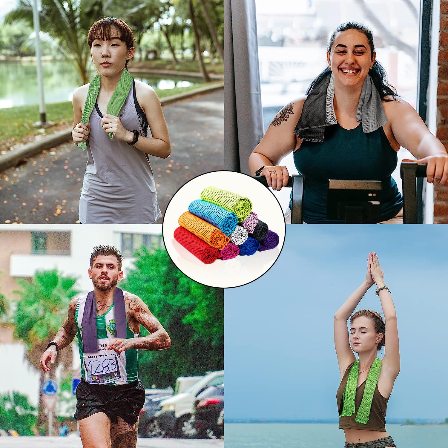 Yisscen 10PCS Cooling Towel, Enfriamiento Toalla, Toalla de Hielo, Gimnasio Toalla, Toalla Deportiva Secado rápido, para Fitness, Deporte, Viajes, Yoga