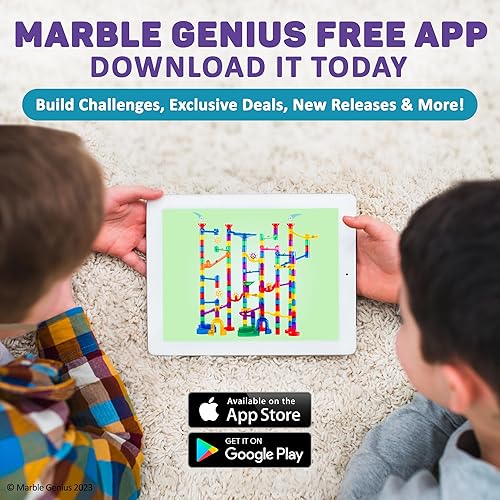 Miniatura 6 de Marble Genius Paquete juego de refuerzo de carrera de mármol (20 piezas), tubos, esferas y tubos accesorio, elevación automática de cadena, crea