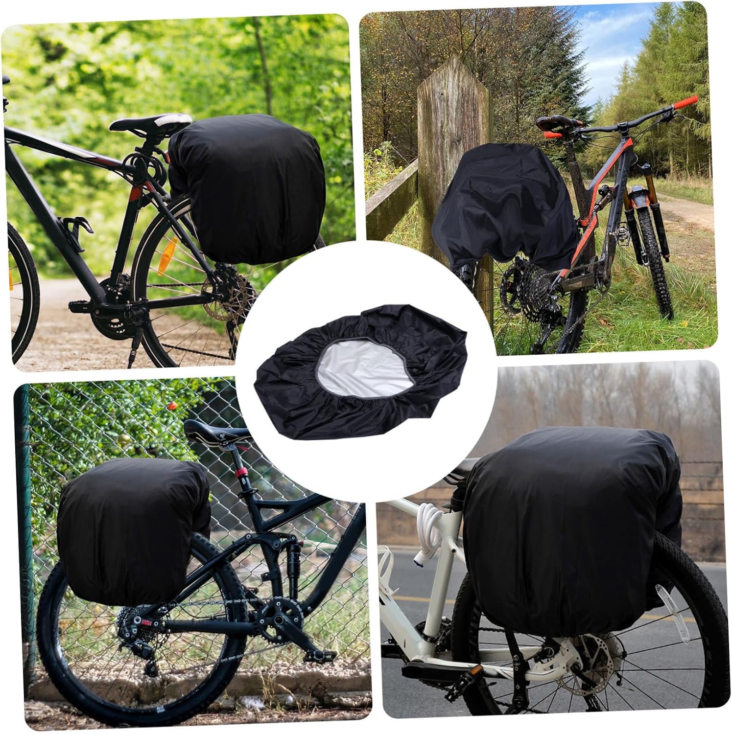 Cycling Bag Rain Cover Lightweight Protective Trunk Rain Cover Compact Outdoor Travel Backpack Protector for Mountain Bike Black