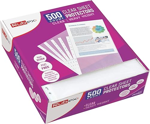 Miniatura 2 de Protectores de hojas pesados, con capacidad para hojas de 8.5 x 11 pulgadas, carga superior de 9.25 x 11.25 pulgadas, transparente, reforzado con 11