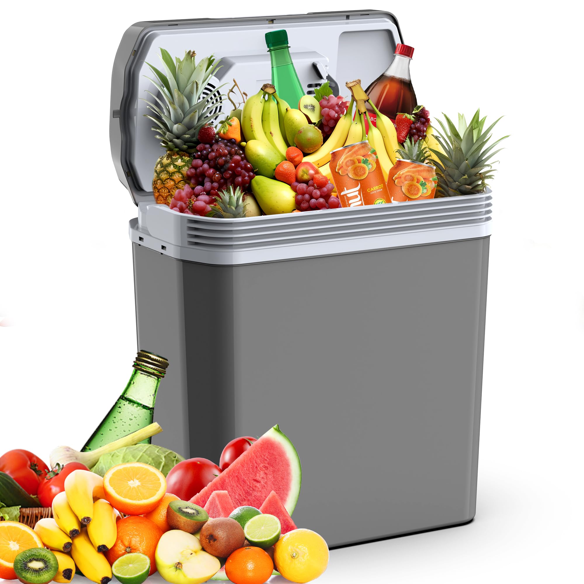 Puremy 24 Liter Kühlbox, 2 in1 elektrische Kühlbox 12V 230V Kühlen und Wärmen Mini Kühlschrank mit ECO & MAX Modus, für Auto und Hause Leise